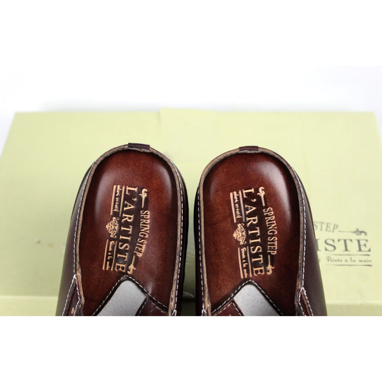 Vintage Spring Step L'Artiste Women's Chino Leather Clogs Brown 42 / 10.5-11 Brown Floral Slip On Cushioned Leather Casual Women's Shoes Size ONE SIZE - 5 Thumbnail