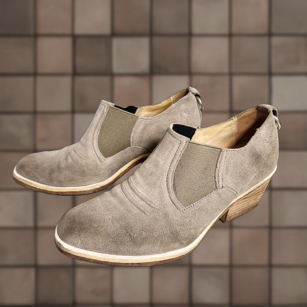 Rag & Bone rag & bone Finlay Western Booties-Size 7 Women Suede Block Heel Almond Toe Beige Stone Leather Lining 2.5" Vintage No Size US 7 / IT 37 - 1 Thumbnail
