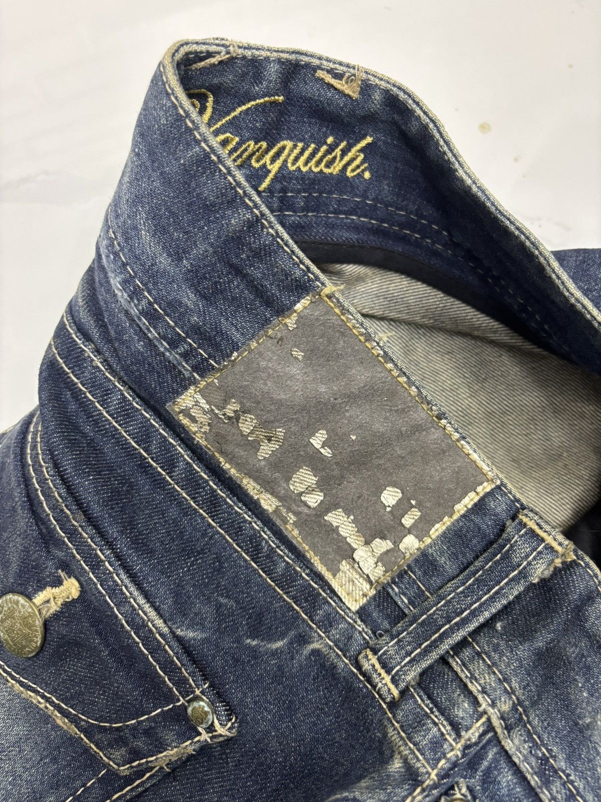 If Six Was Nine × Number (N)ine VANQUISH THRASHED PUNK DISTRESSED FLARED DENIM JEANS Size US 32 / EU 48 - 12 Thumbnail