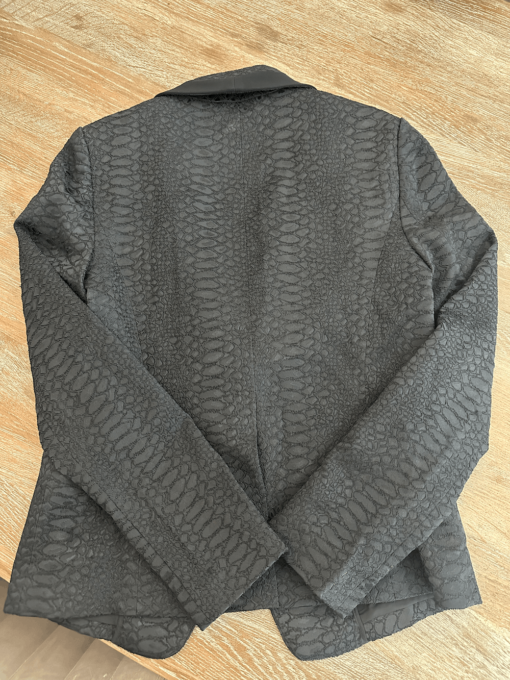 Diane von Furstenberg Black Long Sleeve Textured 1-Button Blazer Size M / US 6-8 / IT 42-44 - 3 Thumbnail