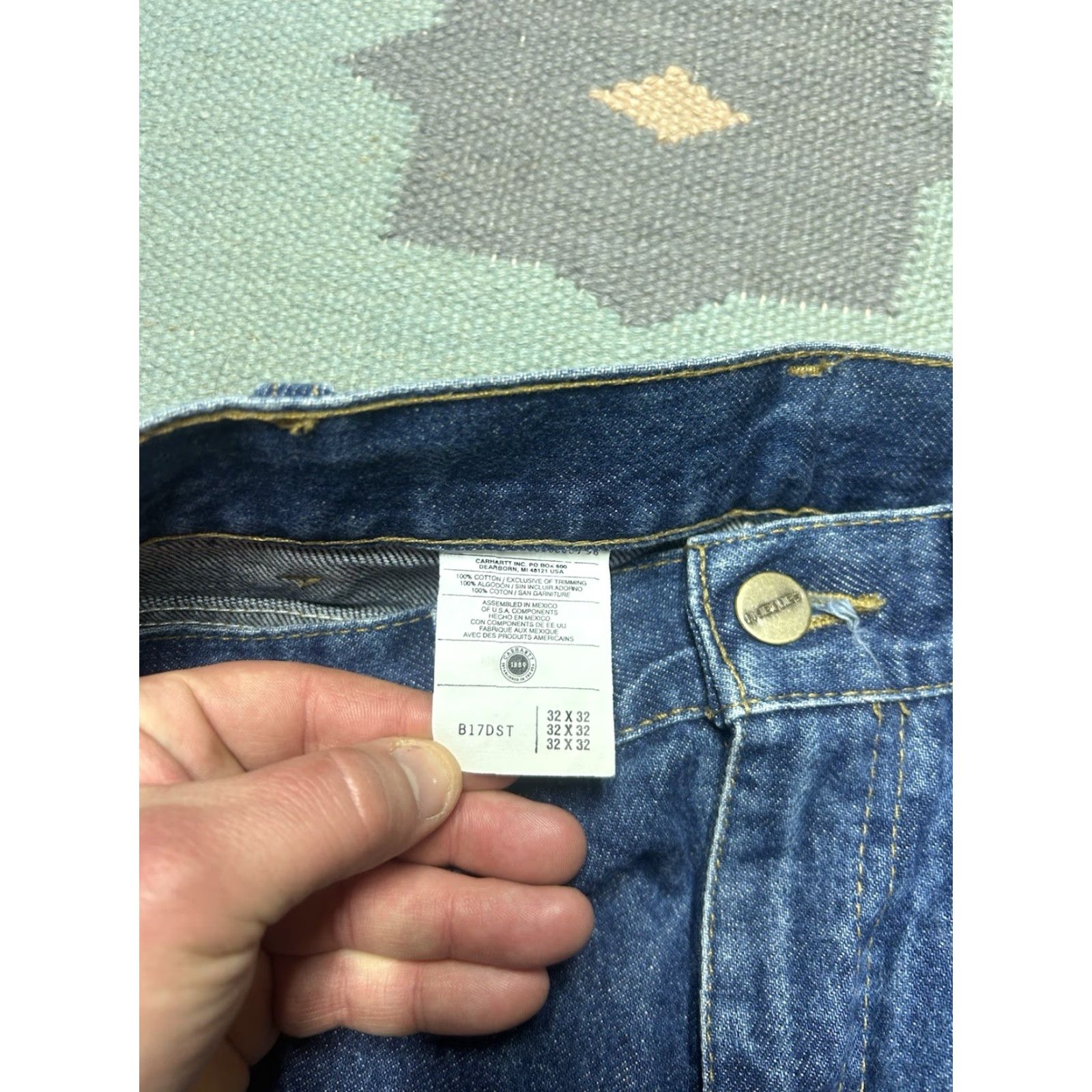 Carhartt VINTAGE Carhartt Jeans Denim Relaxed 33x33 Men Blue Jeans B17 DST Dark Workwear 33 Mens Size US 33 - 4 Thumbnail