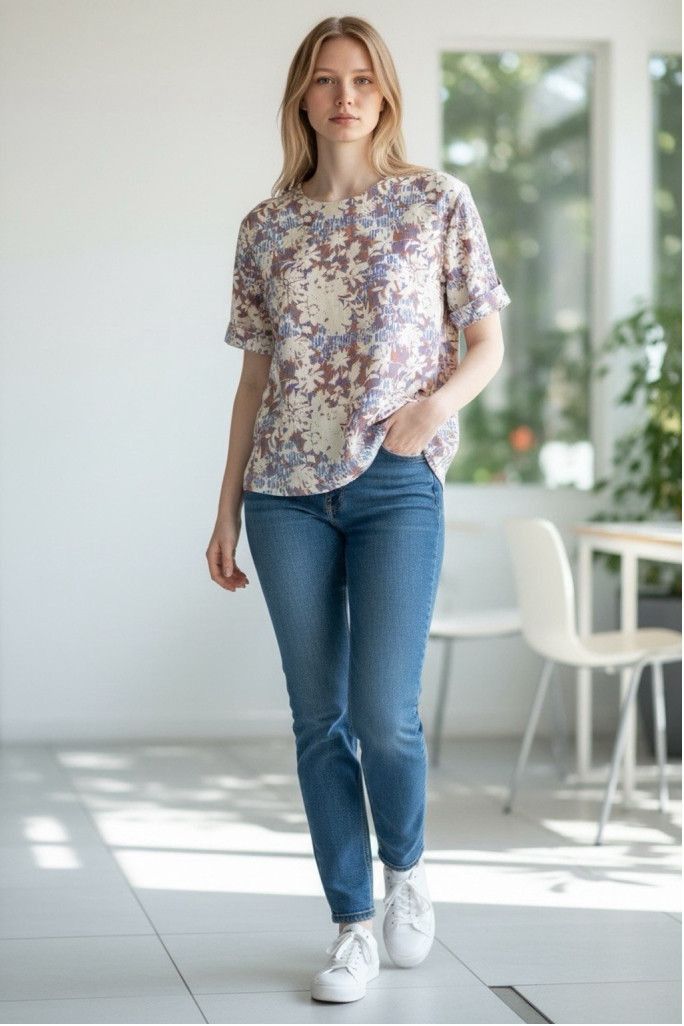 Wildfang Wildfang Essential Boxy Top Woodblock Floral Small MRSP $84 Size S / US 4 / IT 40 - 1 Thumbnail