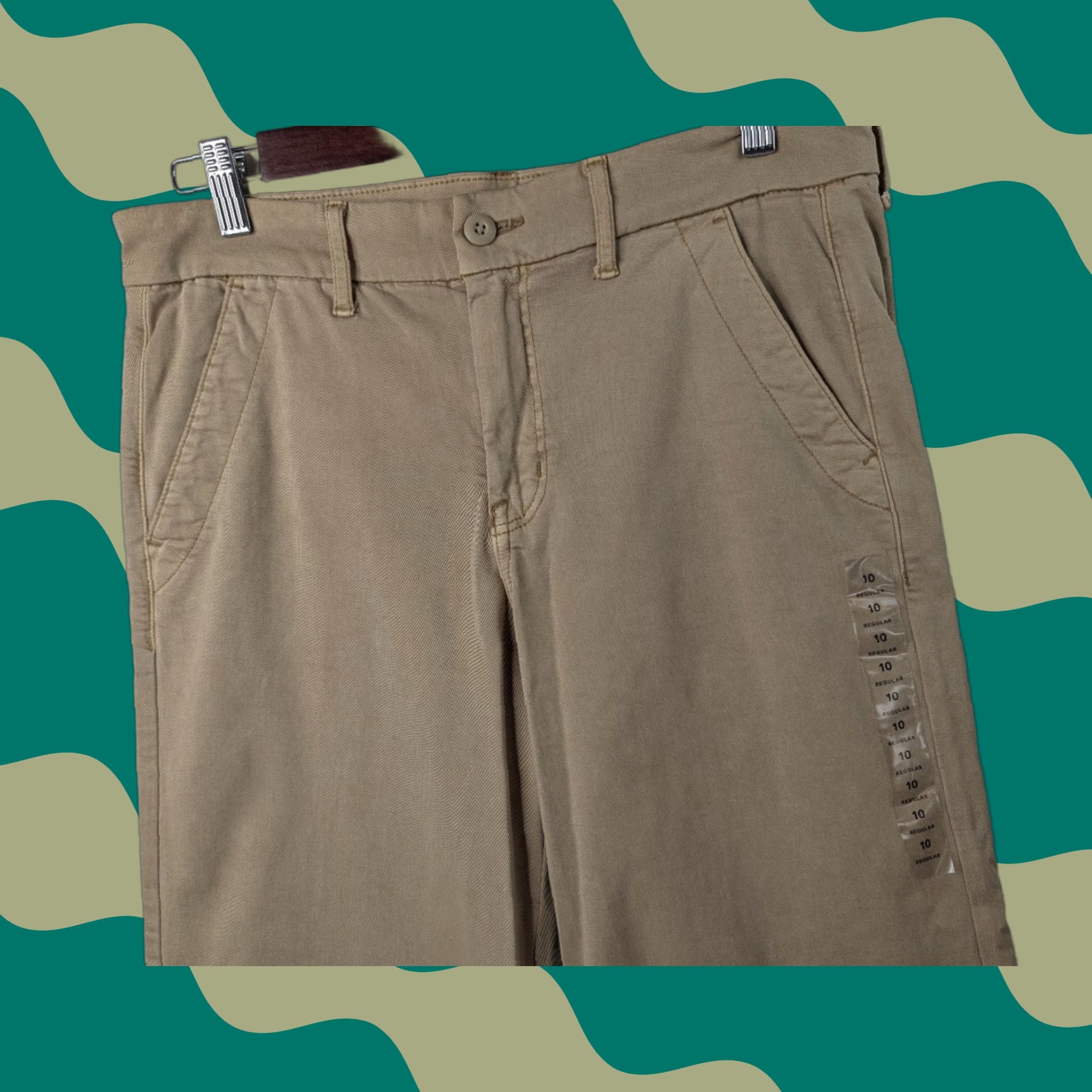 Vintage American Eagle Pants Women's 10 Khaki Wide Leg Stretch Baggy Y2K 90s Skate Vintage No Size 32" / US 10 / IT 46 - 1 Thumbnail