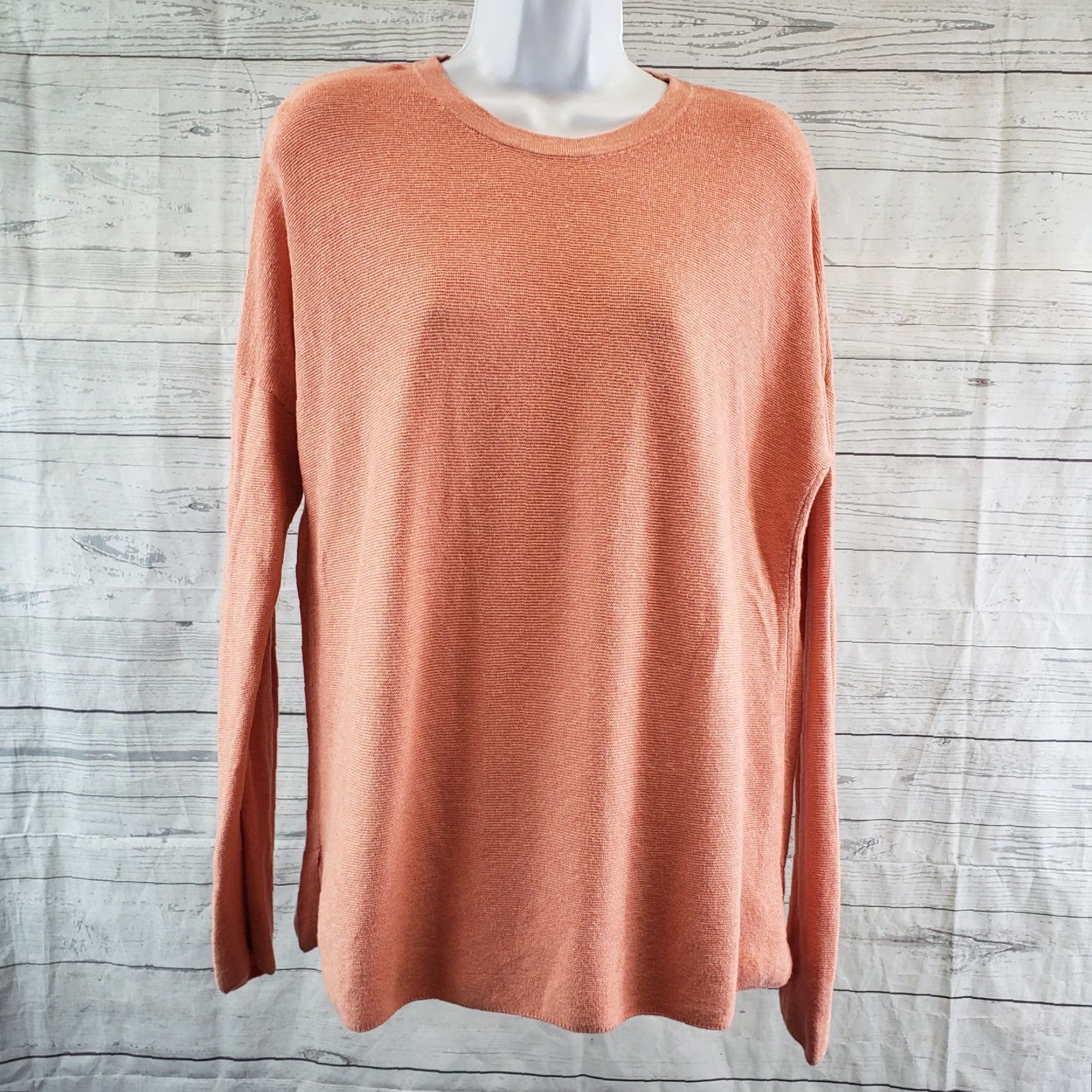 J. Jill J Jill Womens Knit Top Sz S Solid Orange Long Sleeve Cotton Shirt Size S / US 4 / IT 40 - 2 Thumbnail