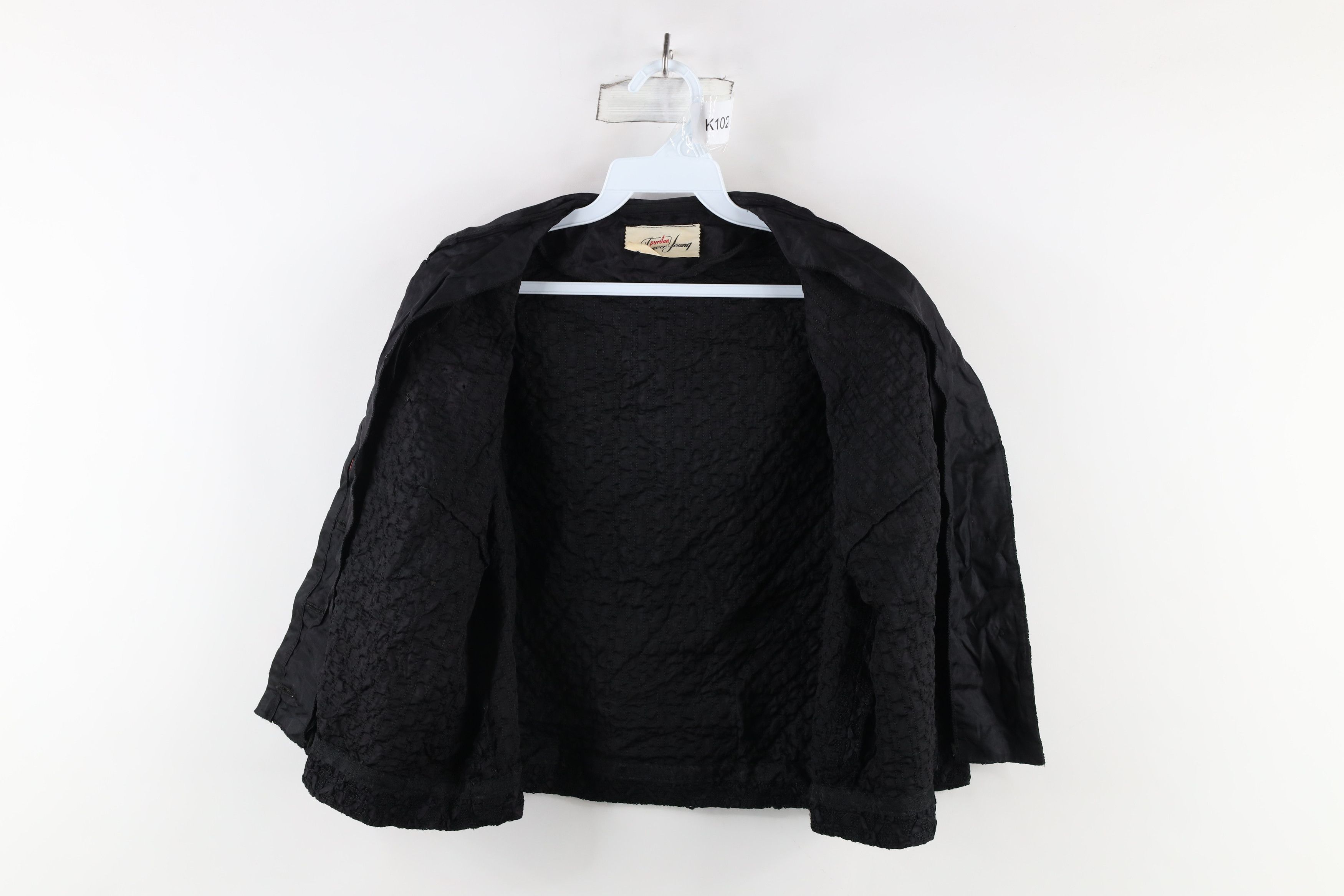 Vintage Vintage 50s 60s Rockabilly Texture Satin Trim Blazer Jacket Size M / US 6-8 / IT 42-44 - 14 Thumbnail