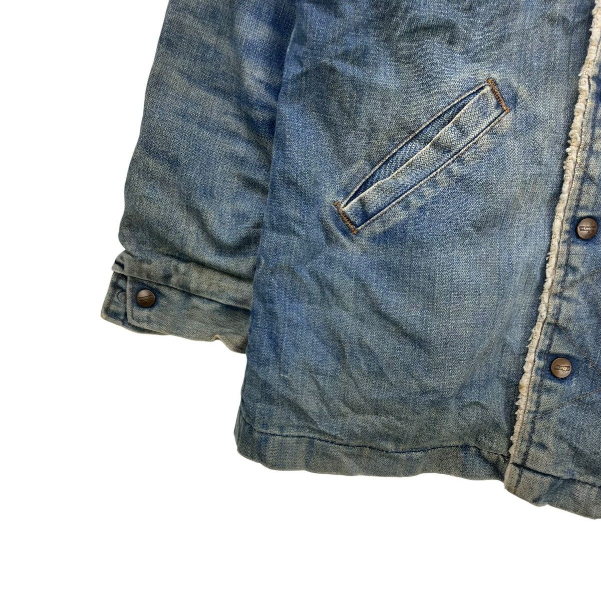 Indigo 🗣️Vintage Distressed Wrangler Shearling Denim Warm Jacket Size M / US 6-8 / IT 42-44 - 6 Thumbnail