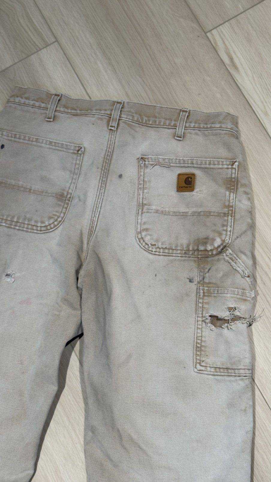 Carhartt Carhartt flannel lined carpenter pants distressed frayed Size US 32 / EU 48 - 1 Thumbnail