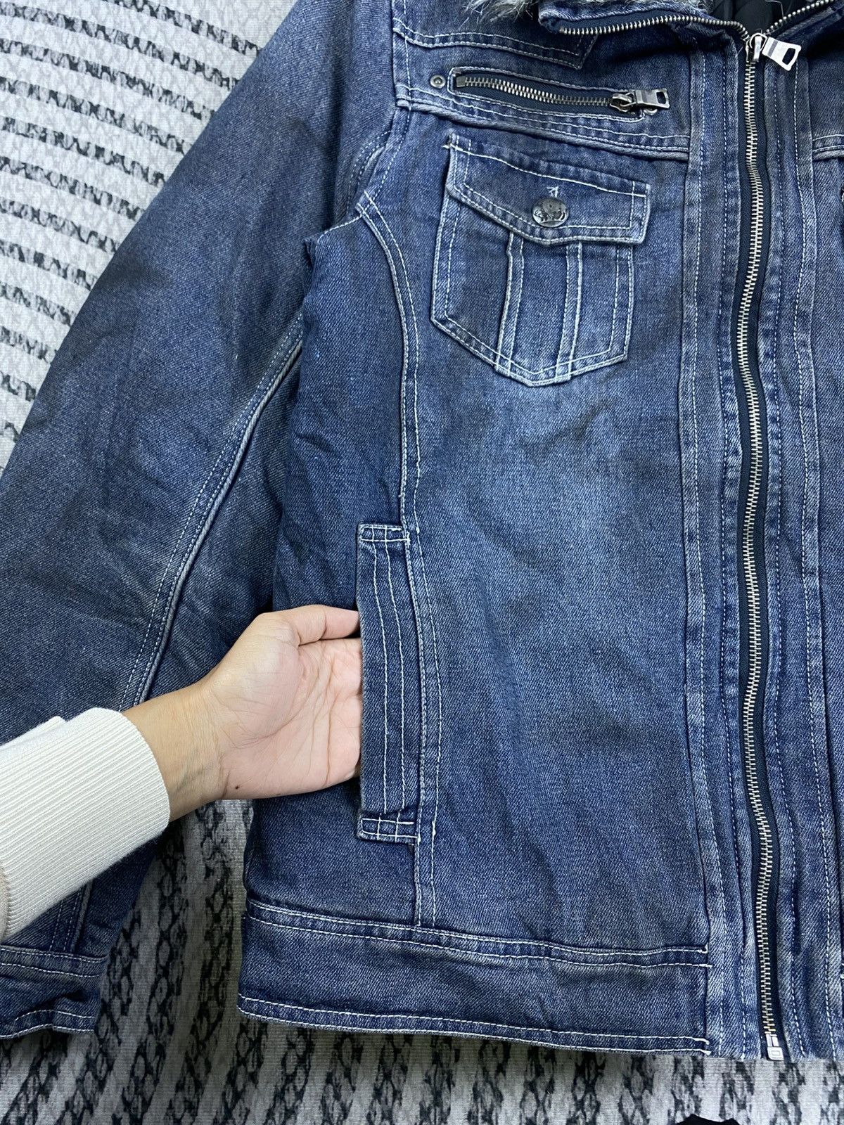 In The Attic Vintage In The Attic Denim Fur Bikers Jacket Size US M / EU 48-50 / 2 - 7 Thumbnail