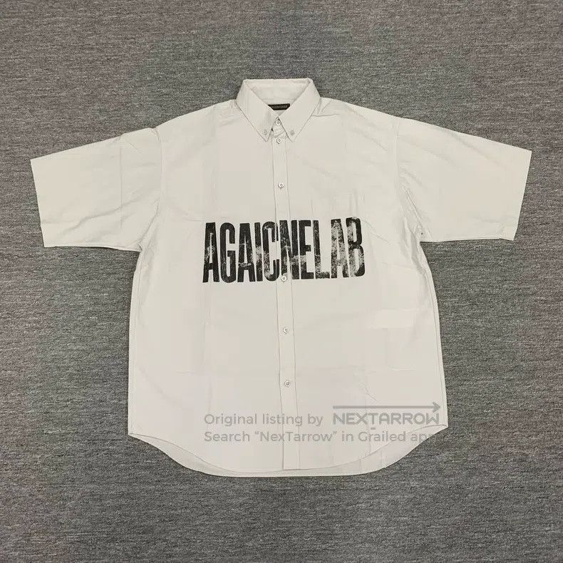 Balenciaga Balenciaga size 37 White Destroyed Reverse Logo Shirt Shor Size US S / EU 44-46 / 1 - 1 Thumbnail