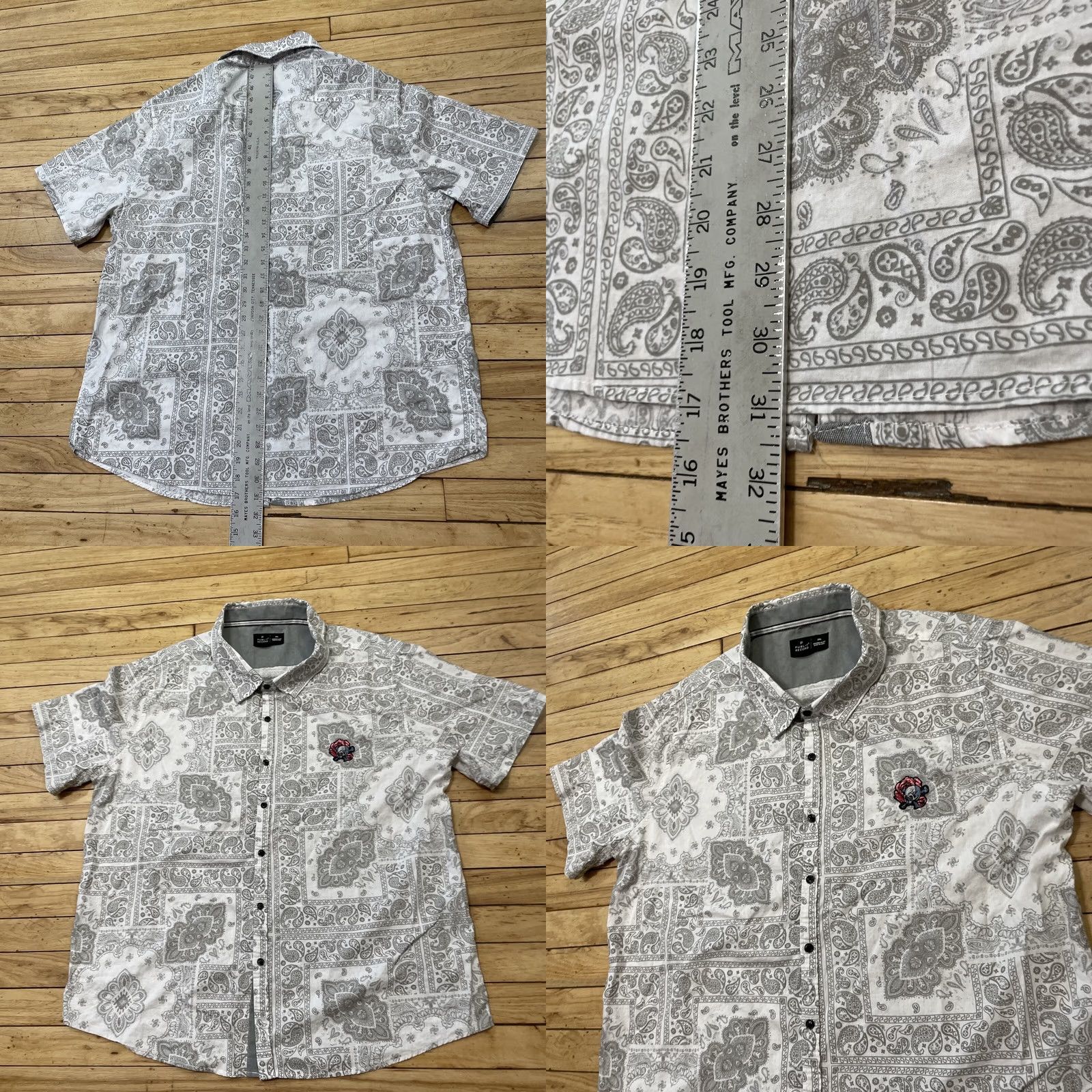 Vintage PUBLIC RECORD Shirt Men 2XL Skull Rose Bandana Paisley Punk Rock Streetwear XXL Size US XXL / EU 58 / 5 - 8 Thumbnail