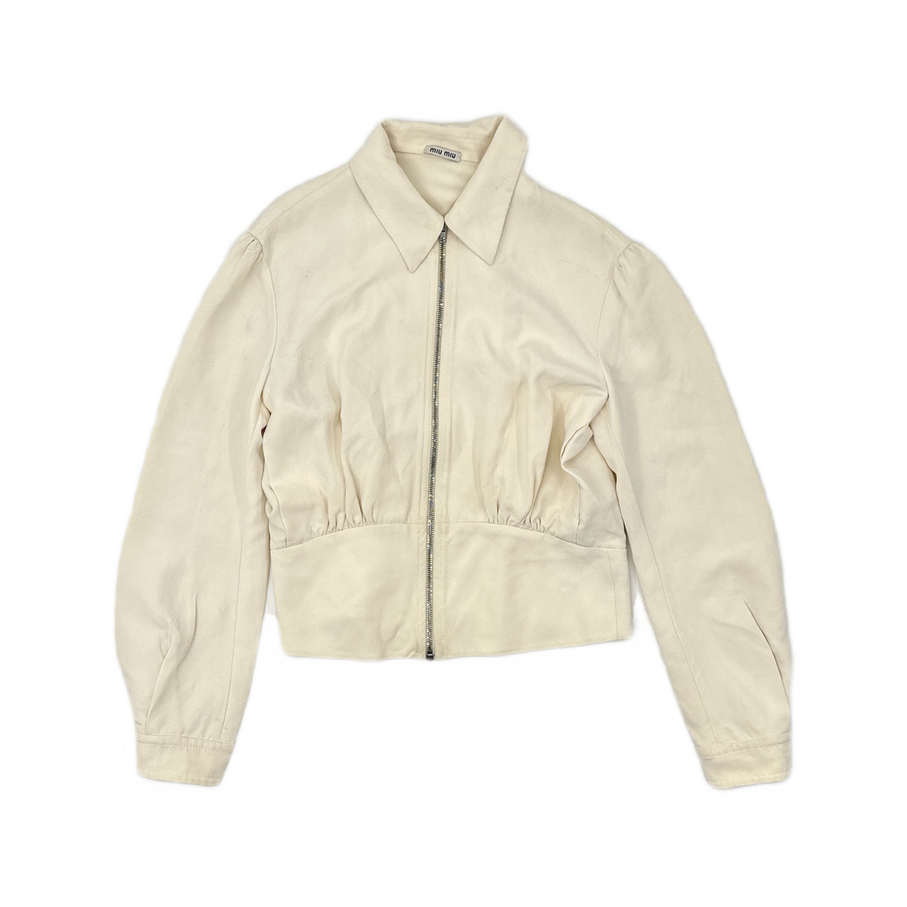 Miu Miu Miu Miu Cream Zip-Up Jacket Size 40 Size S / US 4 / IT 40 - 1 Thumbnail
