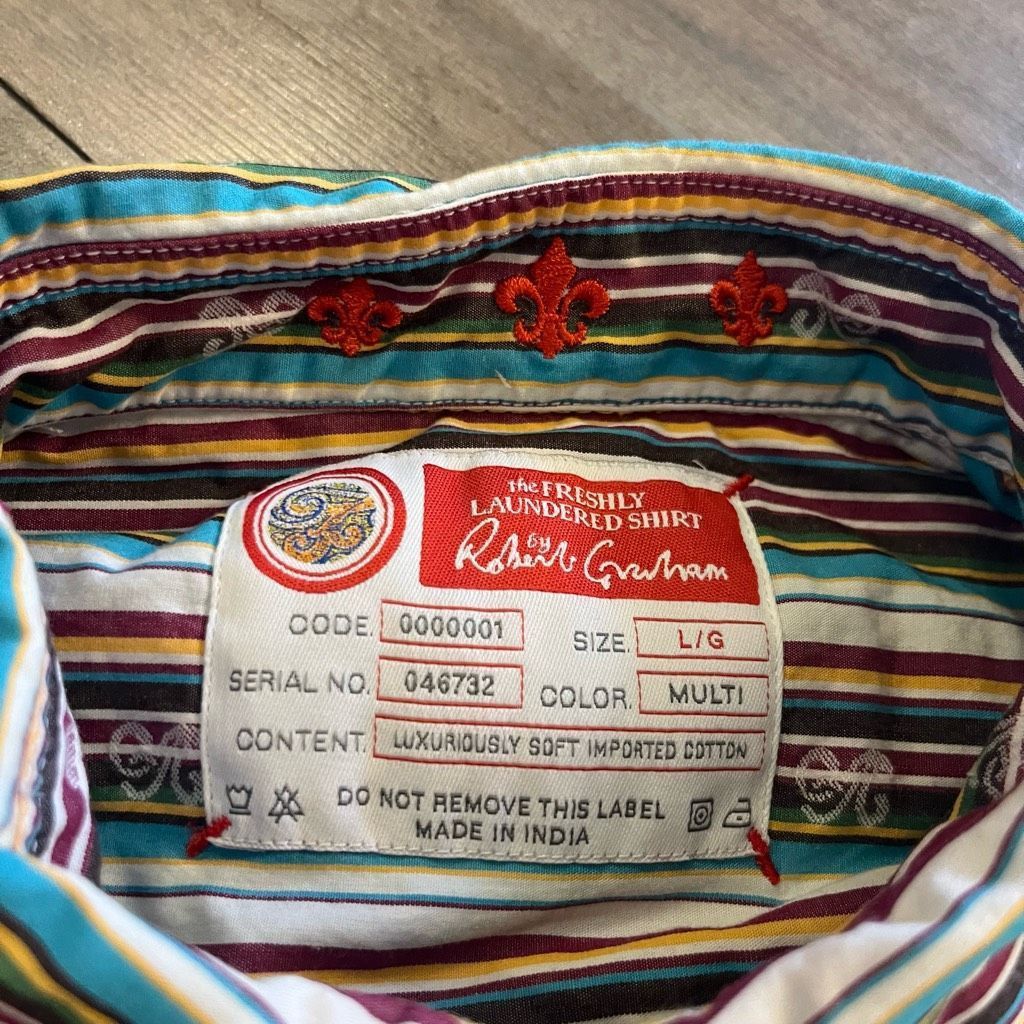 Robert Graham Robert Graham Stripe Casual Buttonup Shirt Men Large Bin J-2 Size US L / EU 52-54 / 3 - 3 Thumbnail