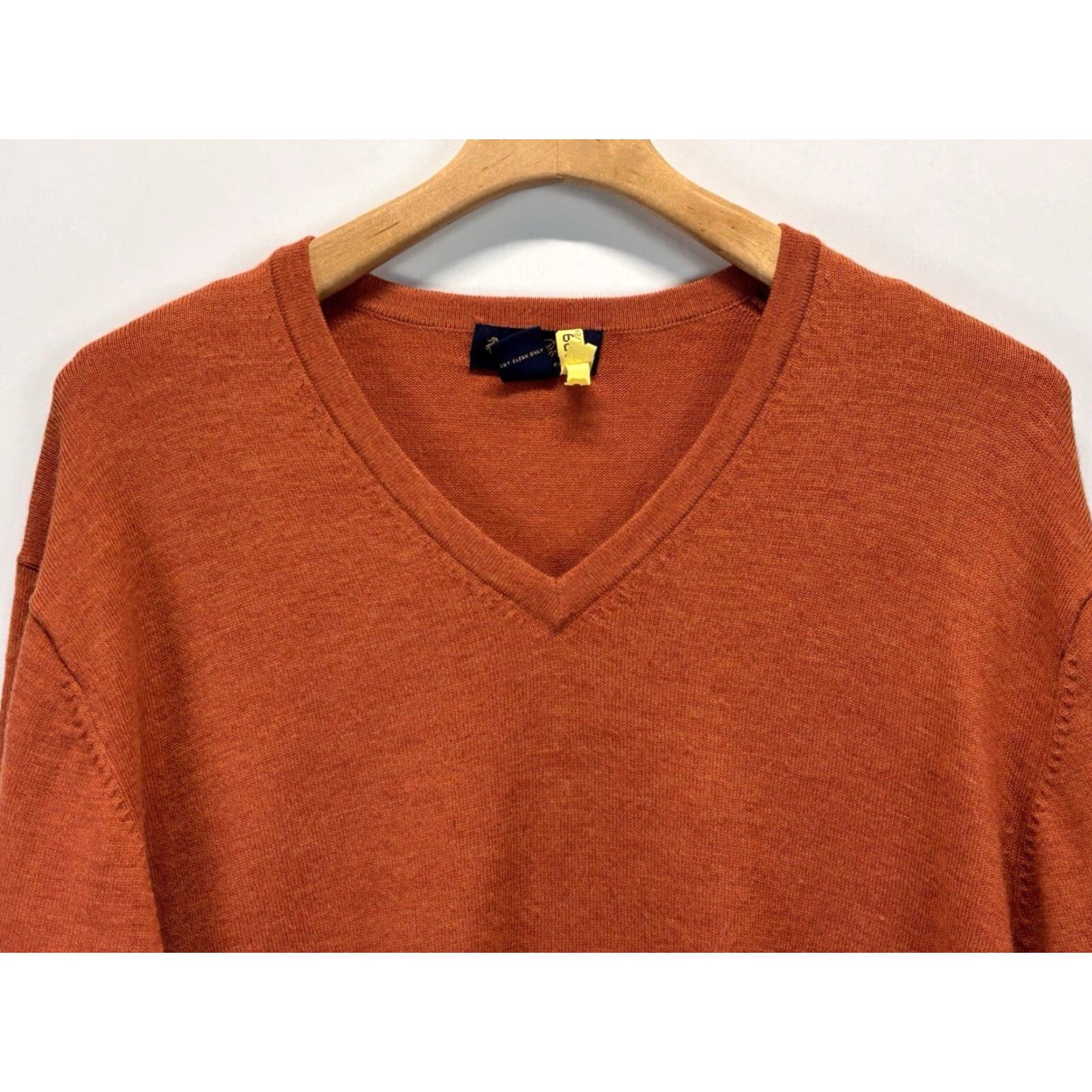 Brooks Brothers Brooks Brothers Merino Wool Sweater Sz X-Large Mens Orange Vneck Knit Preppy Size US XL / EU 56 / 4 - 2 Thumbnail