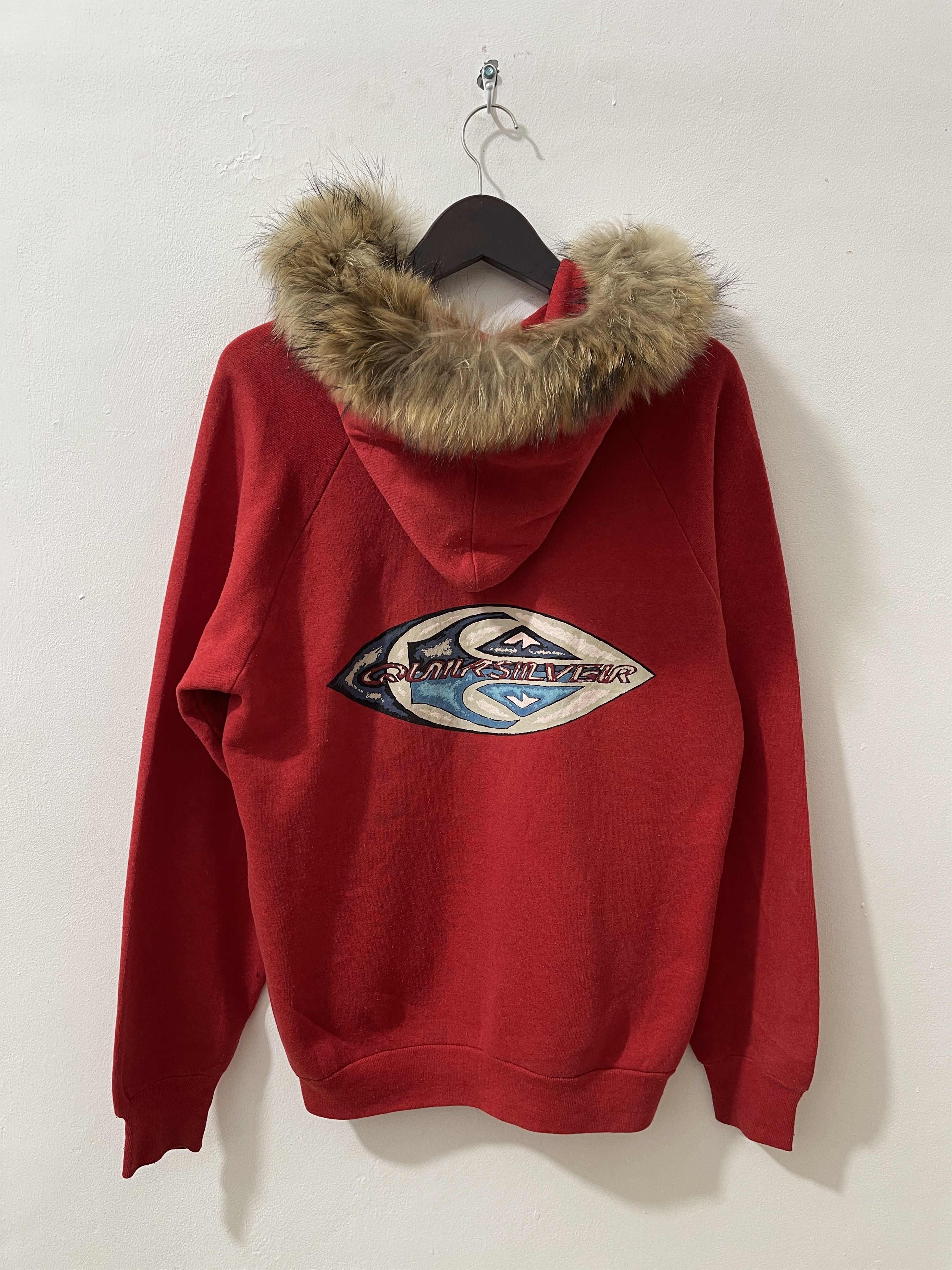 Quiksilver Vintage Quicksilver Art Design Faded Fur Hoodie Size US L / EU 52-54 / 3 - 1 Thumbnail