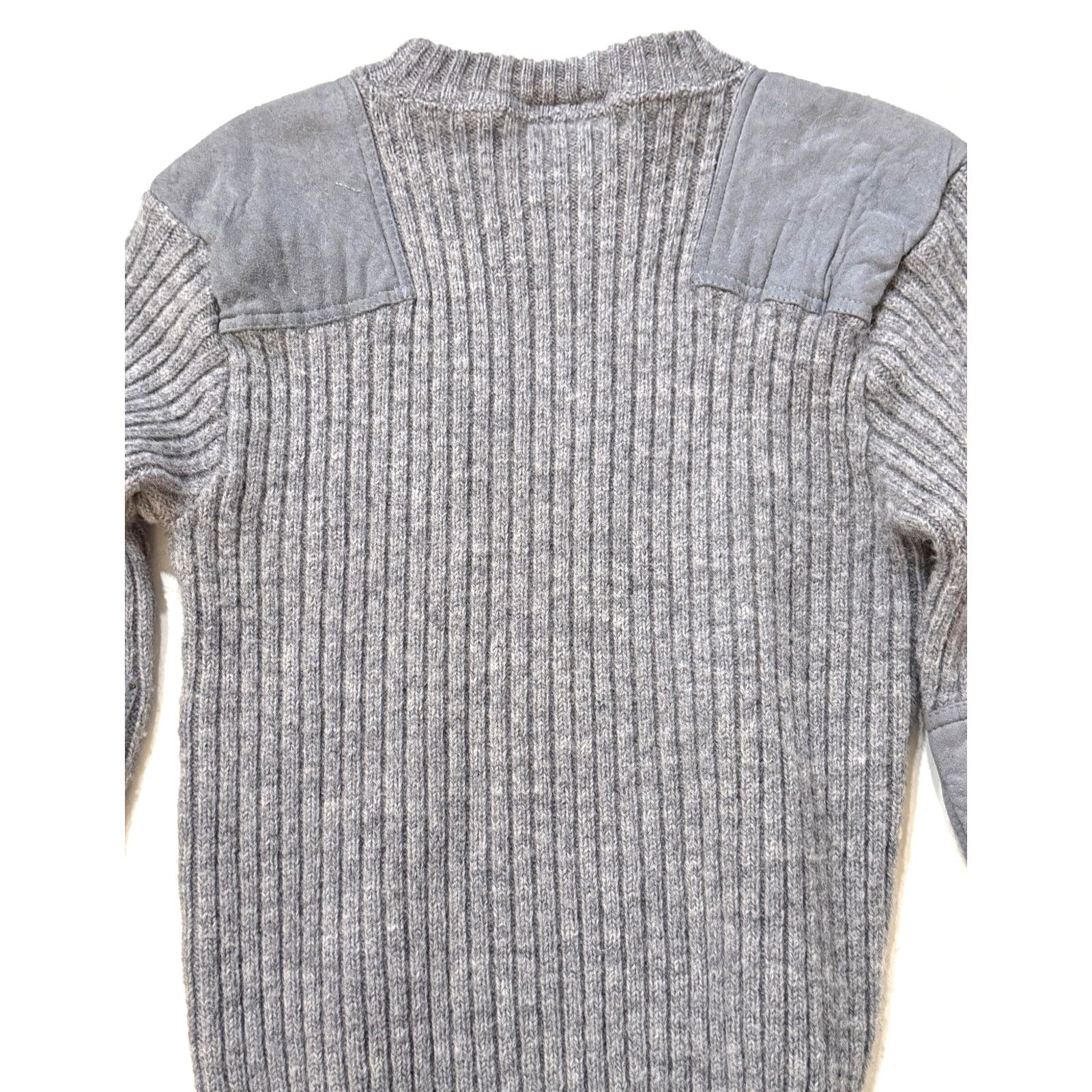 & Other Stories Vintage 100% Wool Sweater Mens SM Gray Suede Patches England Size US S / EU 44-46 / 1 - 9 Thumbnail