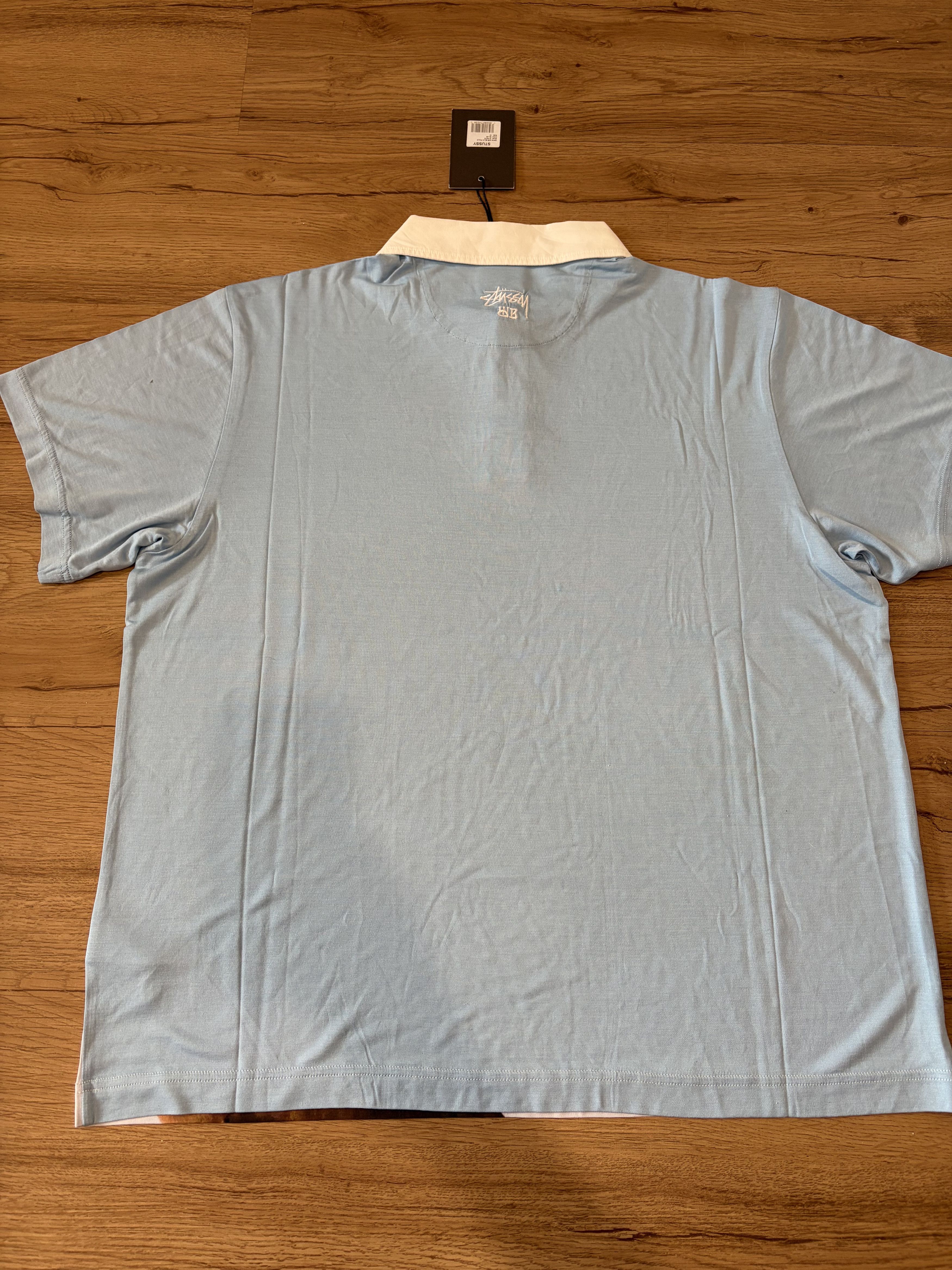 Stussy × Wales Bonner Stussy x Wales Bonner Blue Silk Polo Size US XL / EU 56 / 4 - 4 Thumbnail