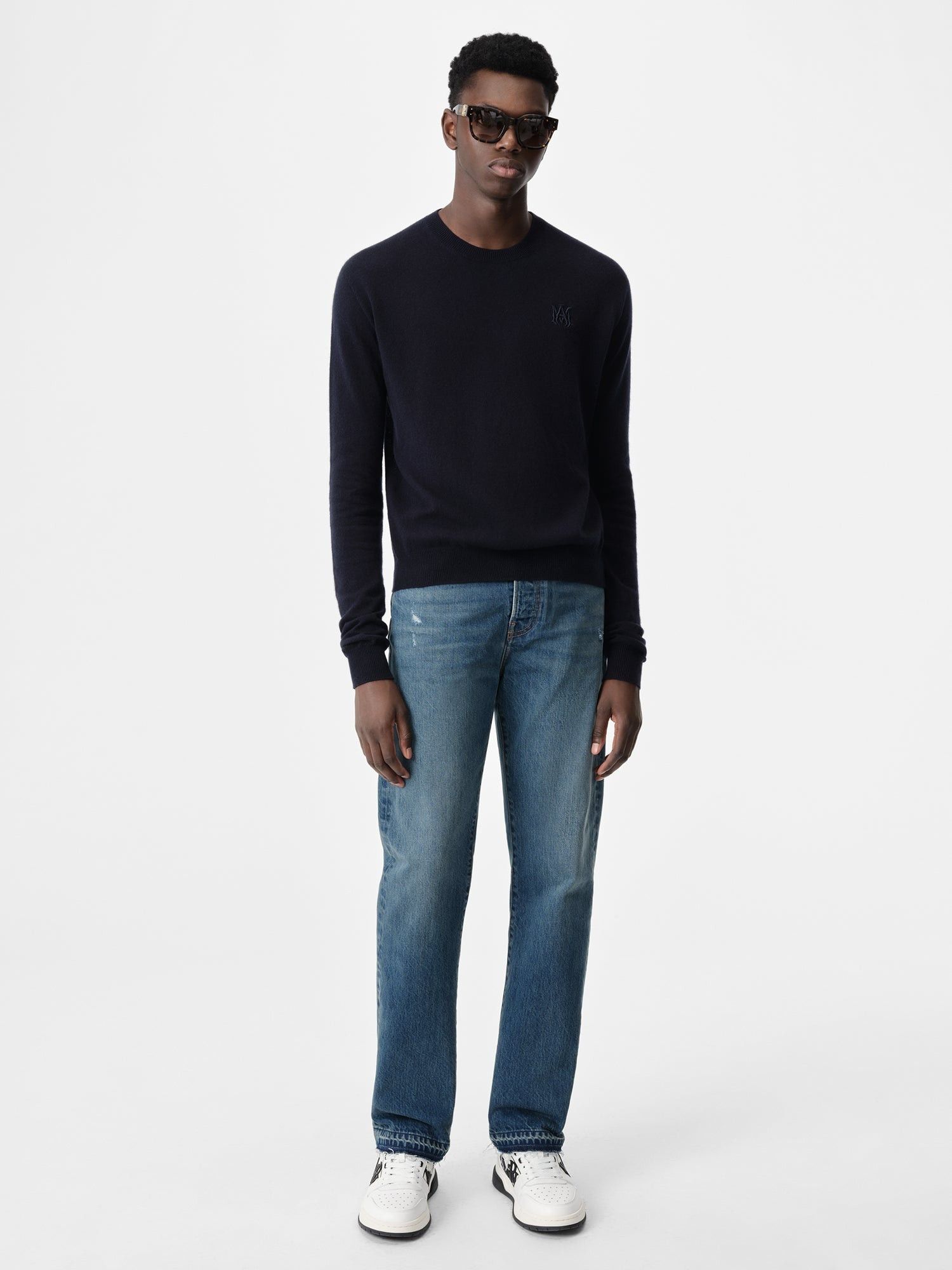 Amiri o1s1wg110925 MA Crewneck Sweater in Navy Size US XL / EU 56 / 4 - 2 Thumbnail