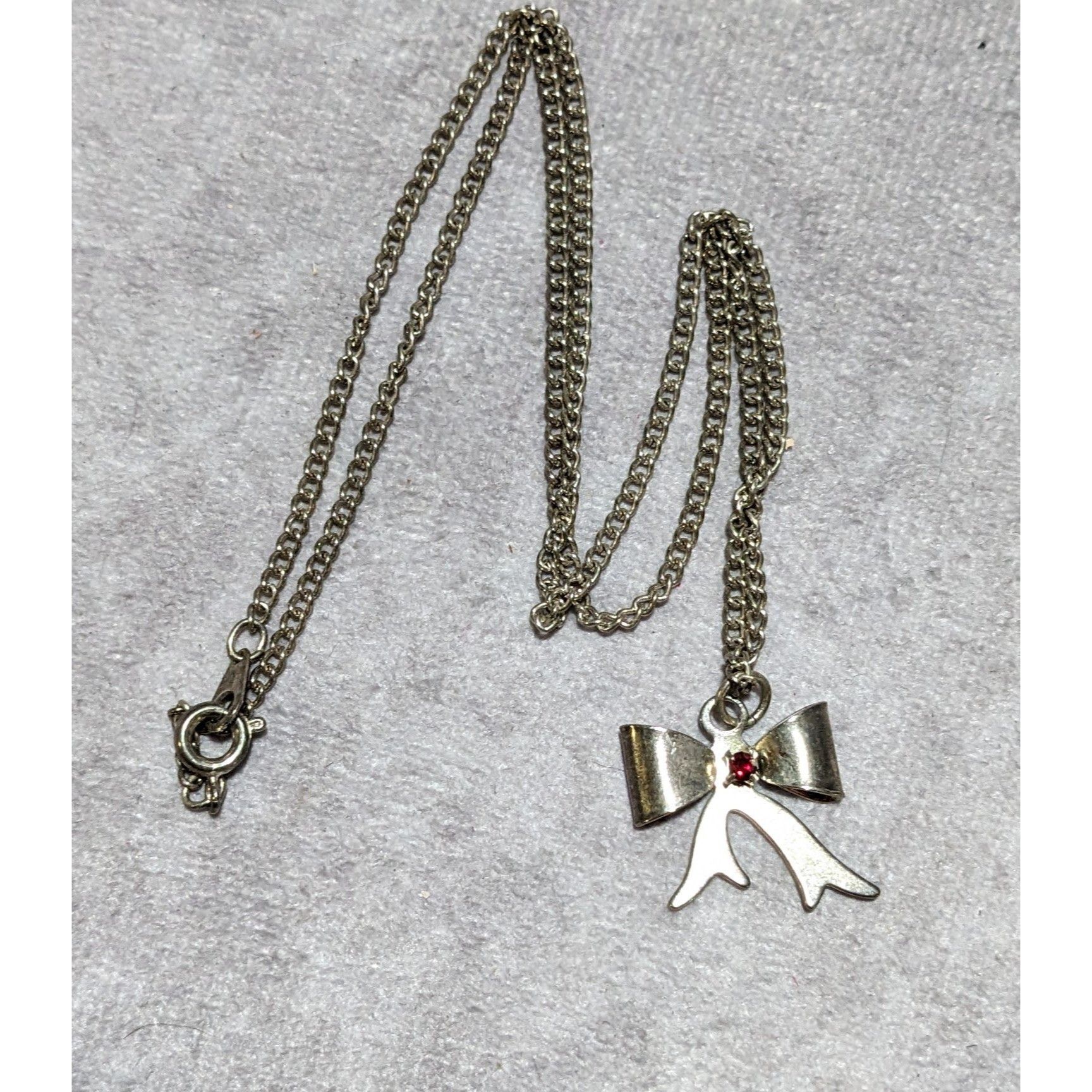 Other Silver Rhinestone Bow Necklace Size ONE SIZE - 10 Thumbnail