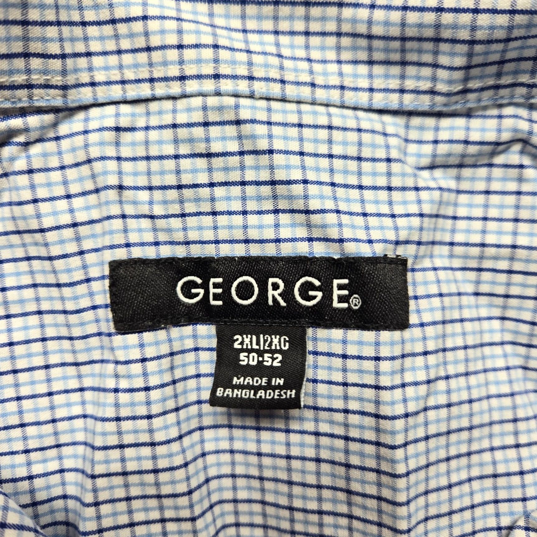 George George Plaid Button-Up Shirt Long Sleeve Adult 2XL Blue Casual Men Size US XXL / EU 58 / 5 - 3 Thumbnail