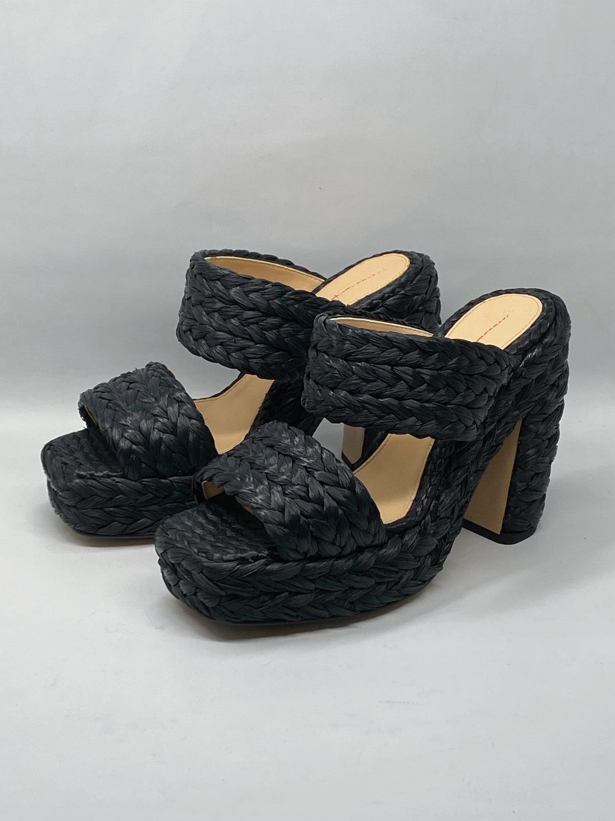 Bottega Veneta Bottega Veneta Weave Black Raffia Platform Sandals size 37 Size US 7 / IT 37 - 1 Thumbnail