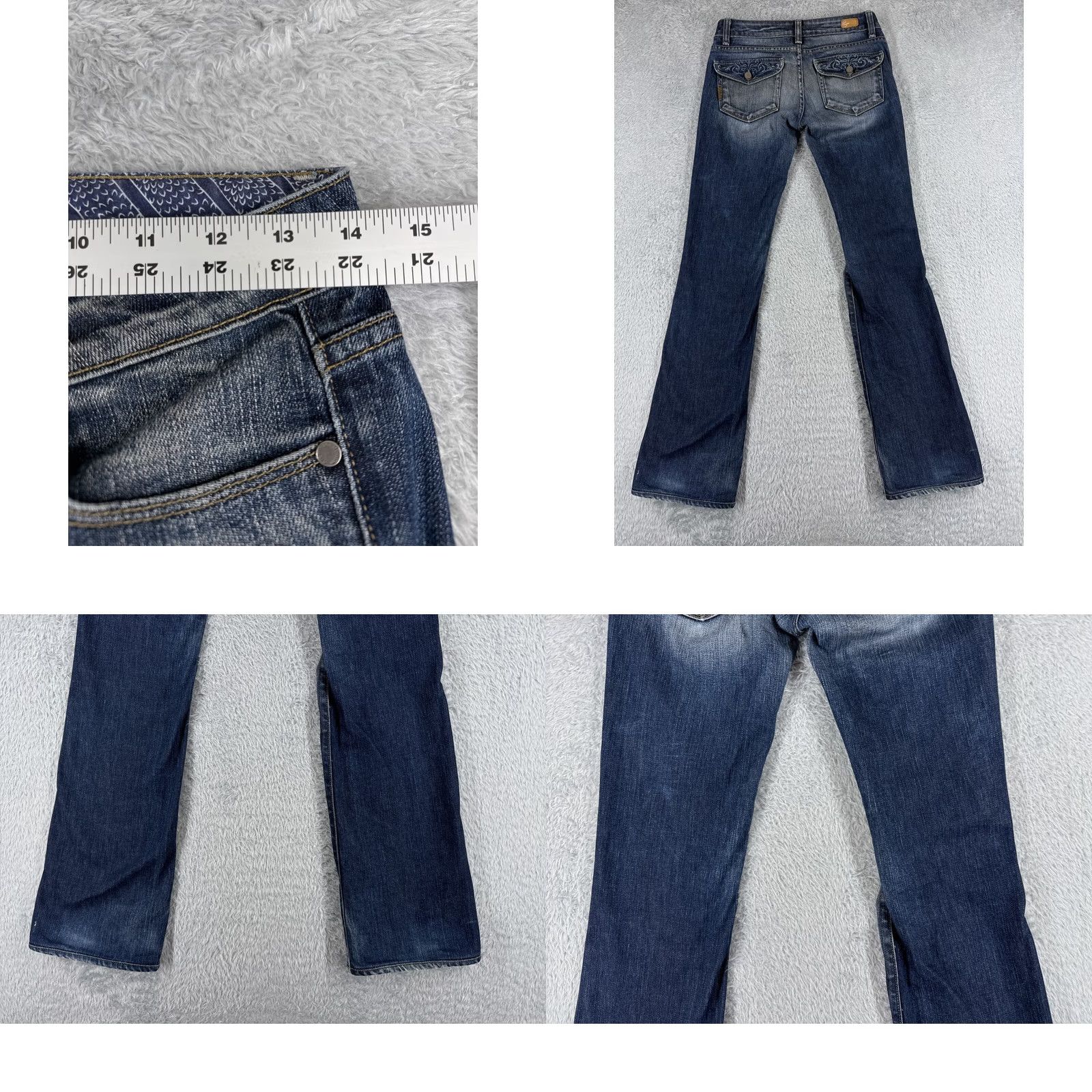 Paige Paige Jeans Womens 27 Blue Denim Bootcut Distressed Stretch 5-Pocket American Classic Designer Jeans Size 27 Womens Medium Wash Vintage: No Size 27" / US 4 / IT 40 - 9 Thumbnail