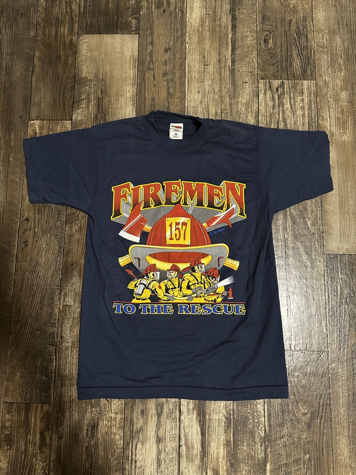 Vintage Vintage 90s Firemen To The Rescue Tee Size US M / EU 48-50 / 2 - 2 Thumbnail