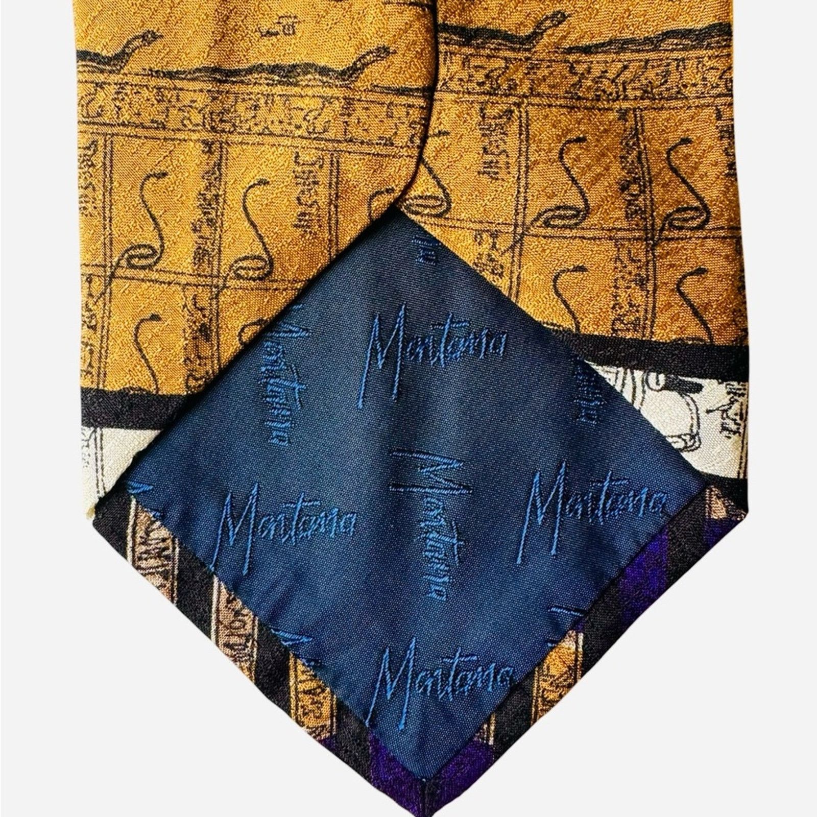 Montane Egyptian Themed Tie with Blue and Gold Accents Size ONE SIZE - 5 Thumbnail