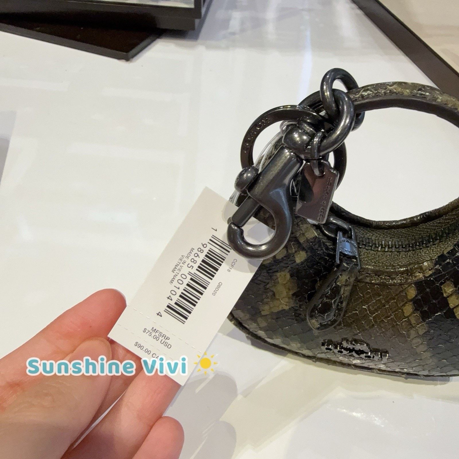 Coach NWT Coach Carmen Bag Charm Snake Gunmetal/Olive CCF18 Size ONE SIZE - 2 Thumbnail