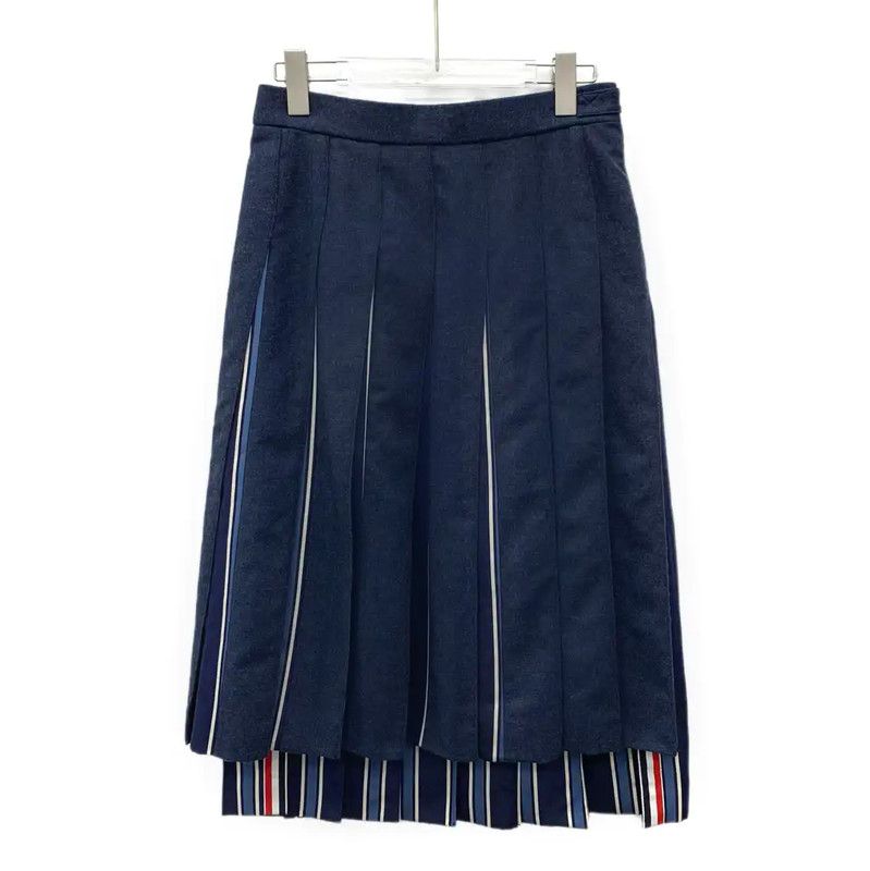 Thom Browne Thom Browne Navy Wool Pleated Skirt 0089 Size 23" - 1 Thumbnail