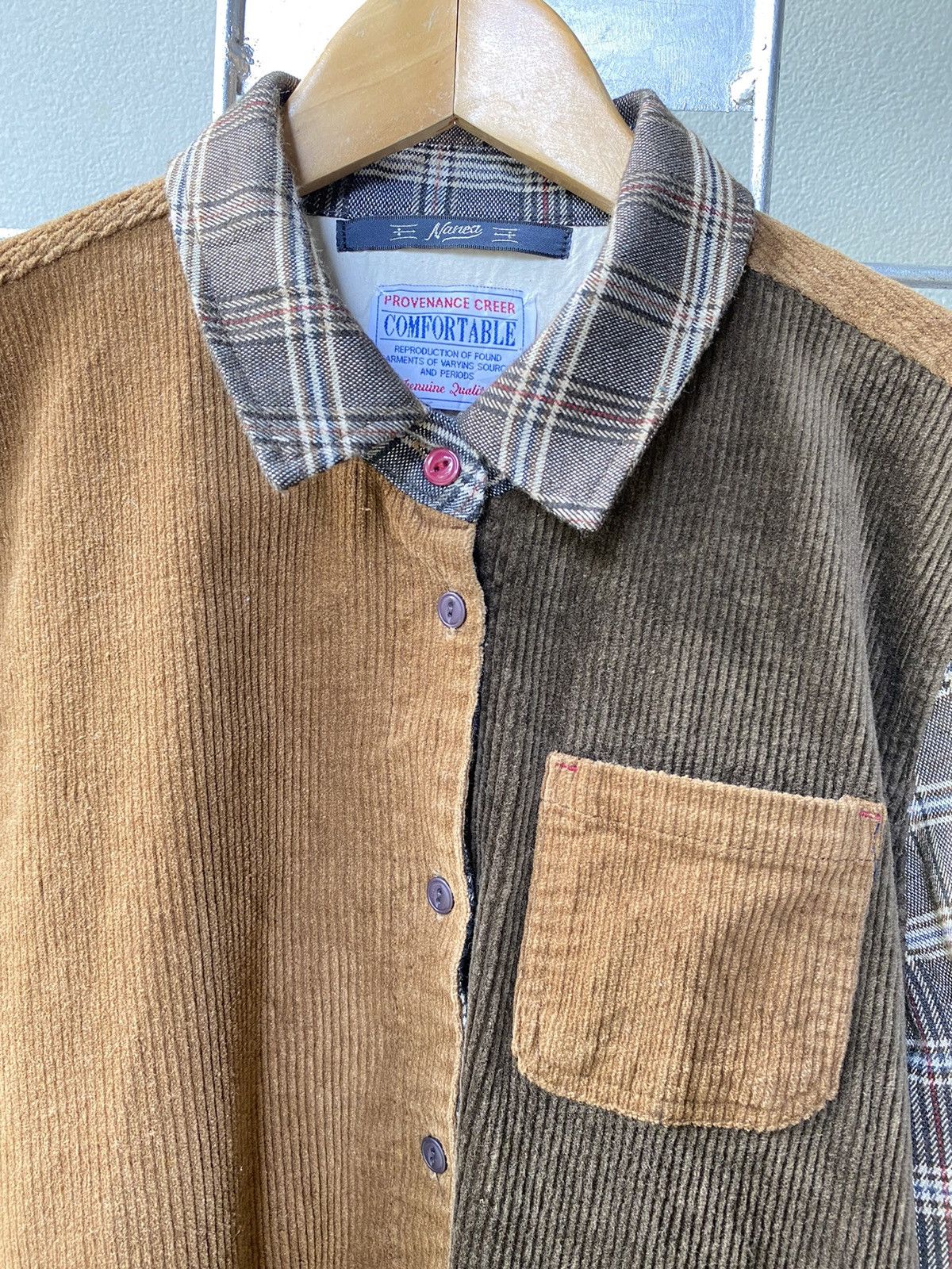 Designer × Japanese Brand Nanea Patchwork Corduroy Plaid Shirt COMFORTABLE Size M / US 6-8 / IT 42-44 - 9 Thumbnail
