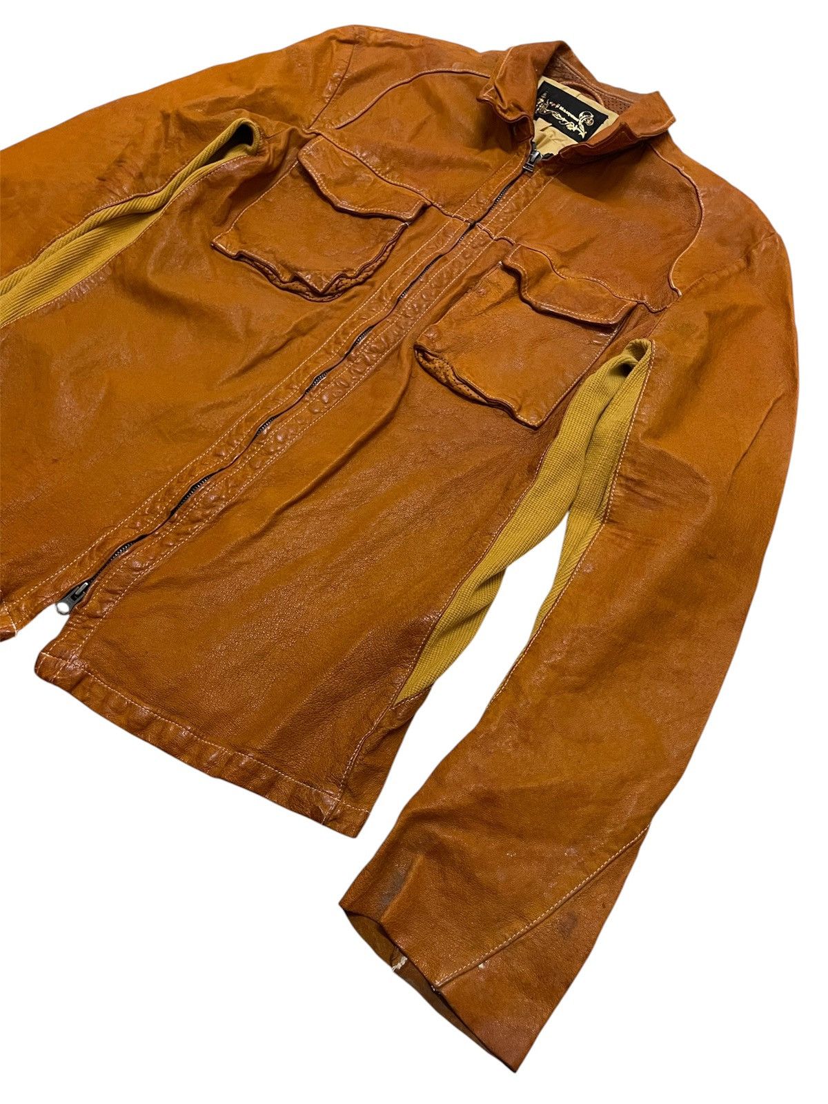 Japanese Brand Kyoji Maruyama Cowhide Leather Mesh Hybrid Jacket Size US M / EU 48-50 / 2 - 5 Thumbnail