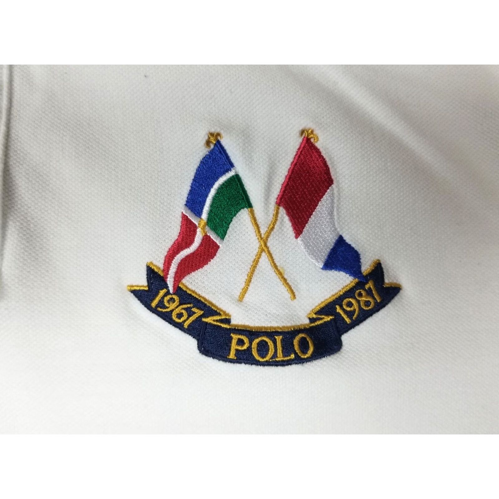 Ralph Lauren Ralph Lauren Polo 25th Anniversary Flag White Polo Shirt Large Mens Vintage Short Sleeve Cotton USA 90s Retro Band Anime Flag USA Polo Shirt Size US L / EU 52-54 / 3 - 2 Thumbnail