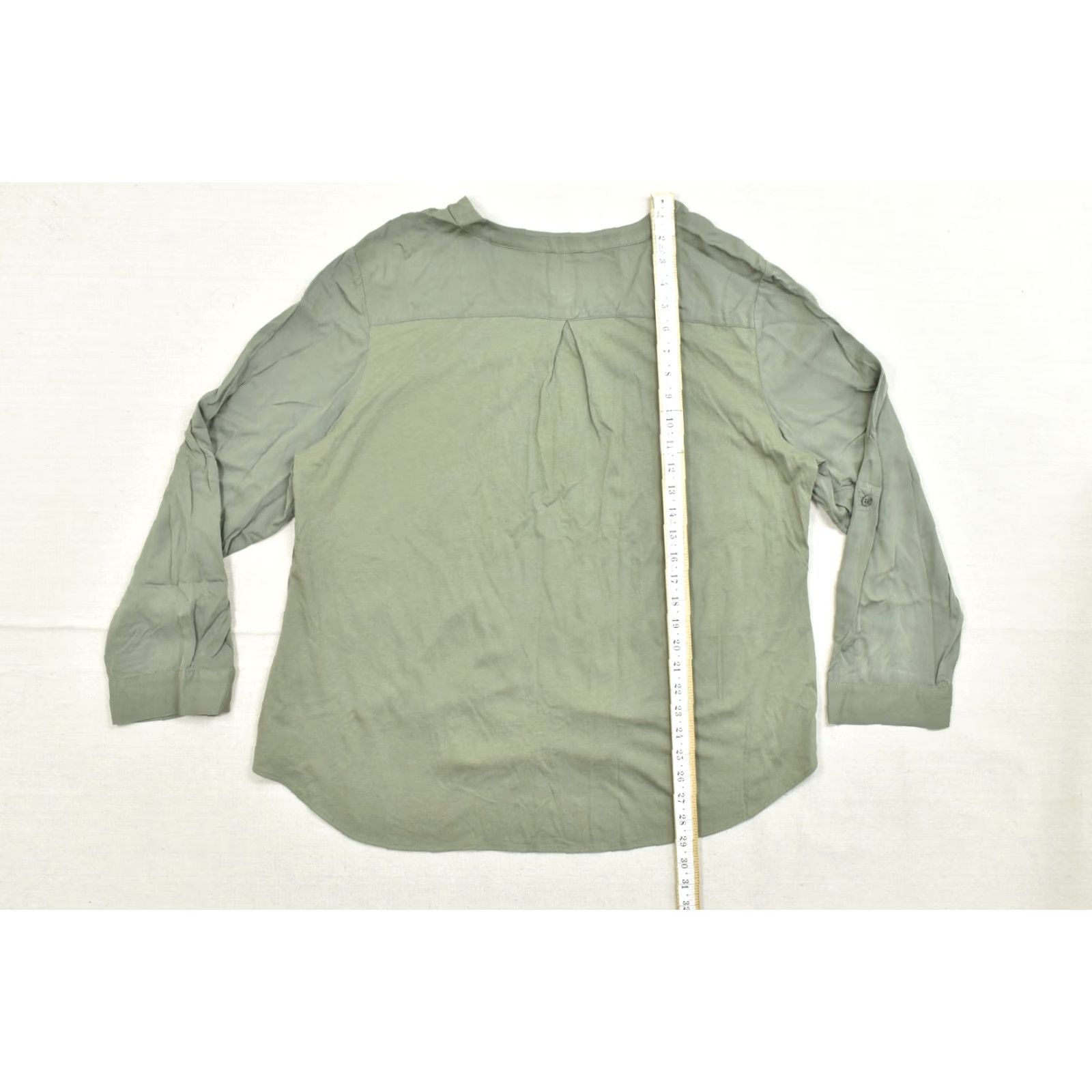 Vintage Chico's Women's Blouse Green V-Neck Long Sleeve Tie Front Solid Polyester Size 3 Regular Womens Casual Shirt Size XS / US 0-2 / IT 36-38 - 4 Thumbnail