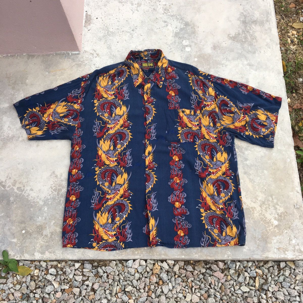 Japanese Brand × Spiritual Gangster Japanese BILLION BAY Mafia Buttons Up Rayon Shirt Size US XL / EU 56 / 4 - 1 Thumbnail