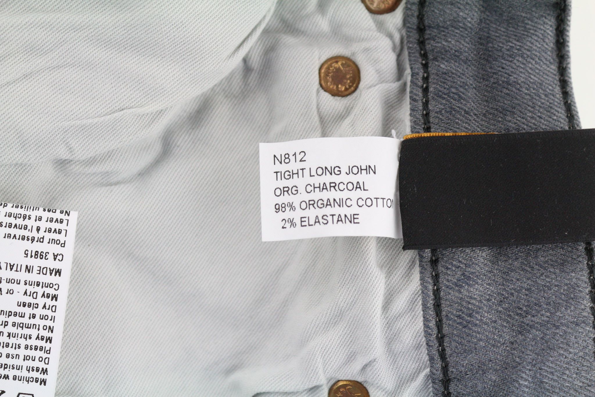Nudie Jeans TIGHT LONG JOHN W28/L32 Organic Charcoal Slim Logo 80676 Size US 28 / EU 44 - 7 Thumbnail