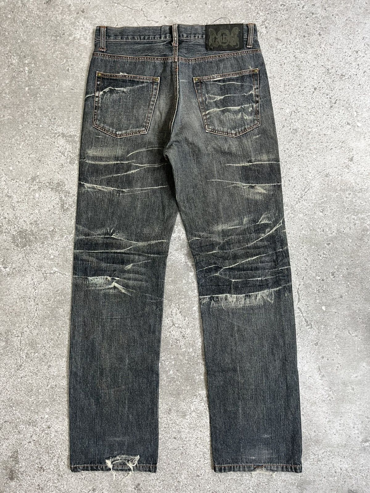If Six Was Nine 2000s Japanese Brand Lowbox Distressed Jeans Size US 32 / EU 48 - 2 Thumbnail