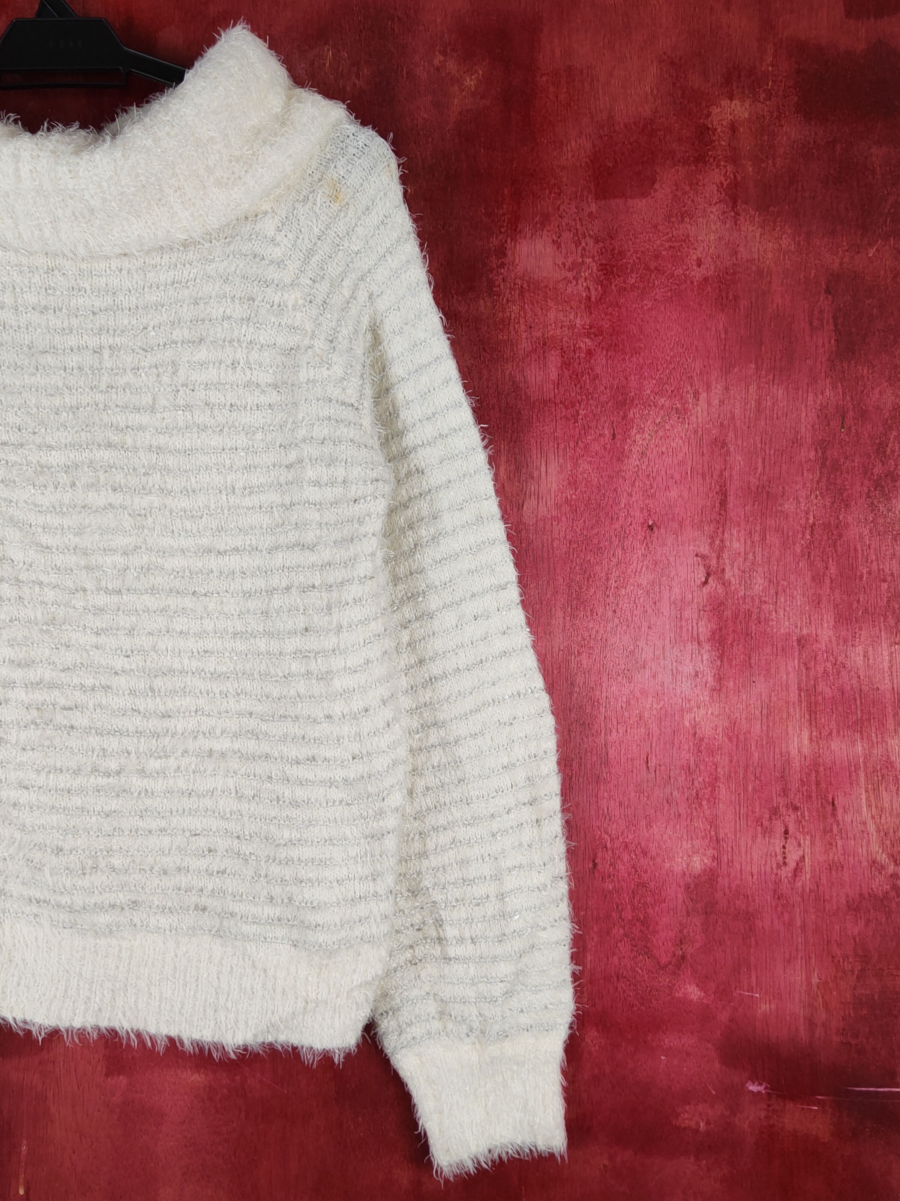Aran Isles Knitwear Vis Cream Shag Shaggy Fur Mohair Knitwear #S1940 Size M / US 6-8 / IT 42-44 - 9 Thumbnail