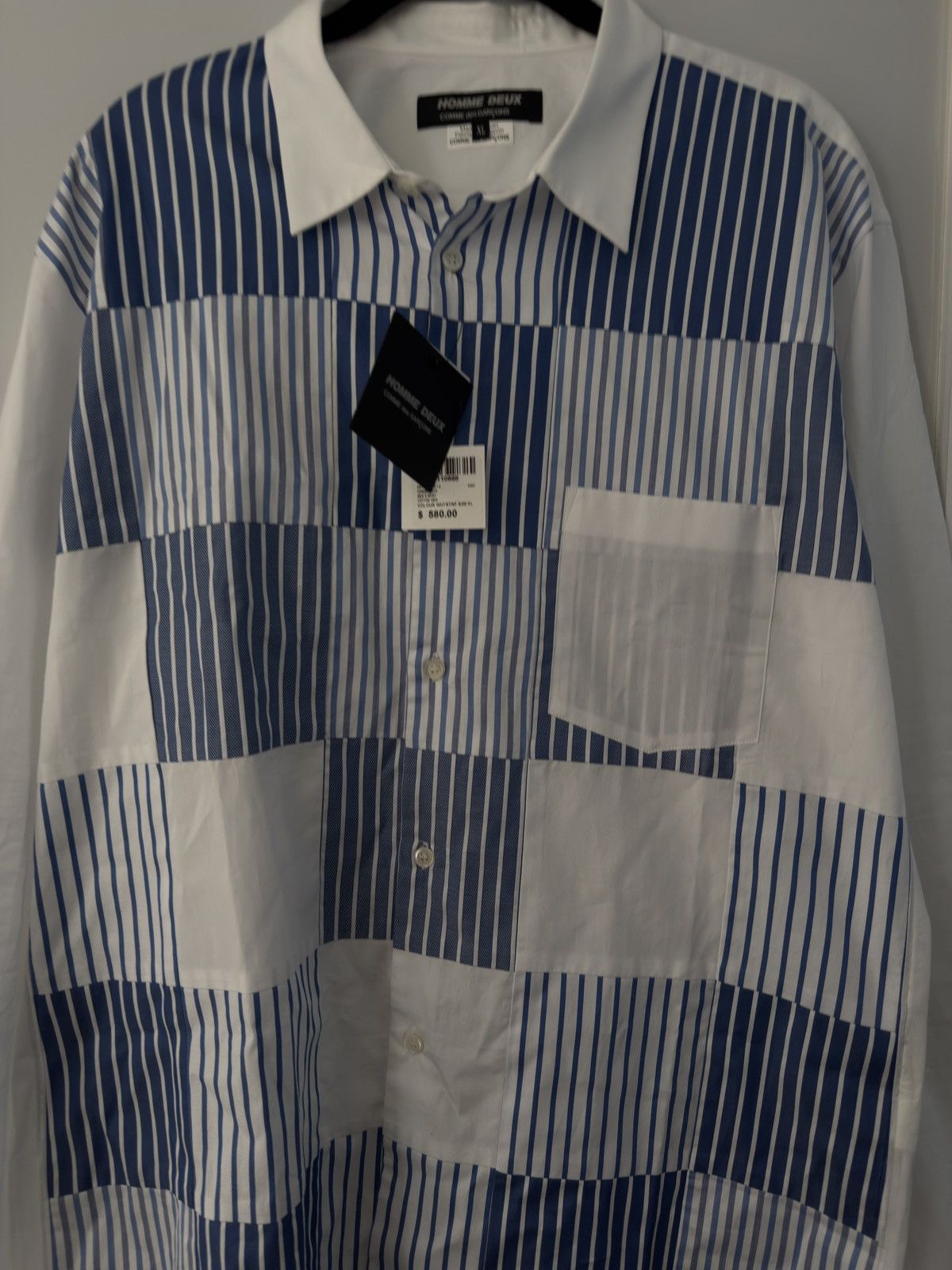 Comme des Garcons Homme Deux Comme des Garçons White & Blue Striped Button Up Size US XL / EU 56 / 4 - 2 Thumbnail