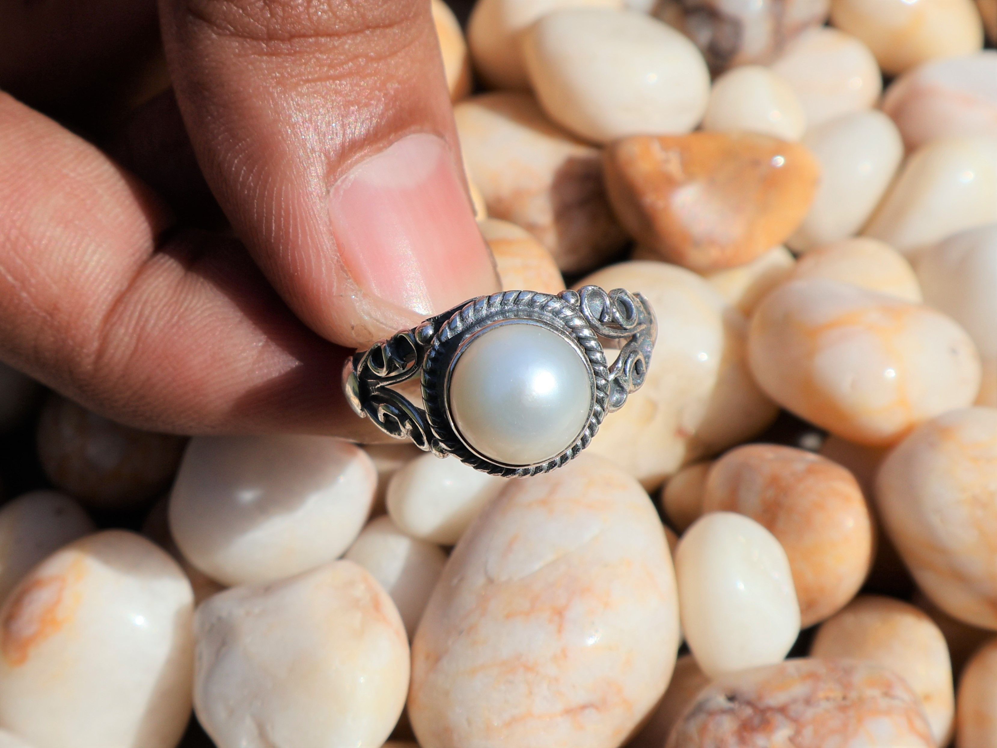 Handmade Pearl Ring, Handmade Promise Ring, 925 Sterling Silver Ring, Size ONE SIZE - 4 Thumbnail