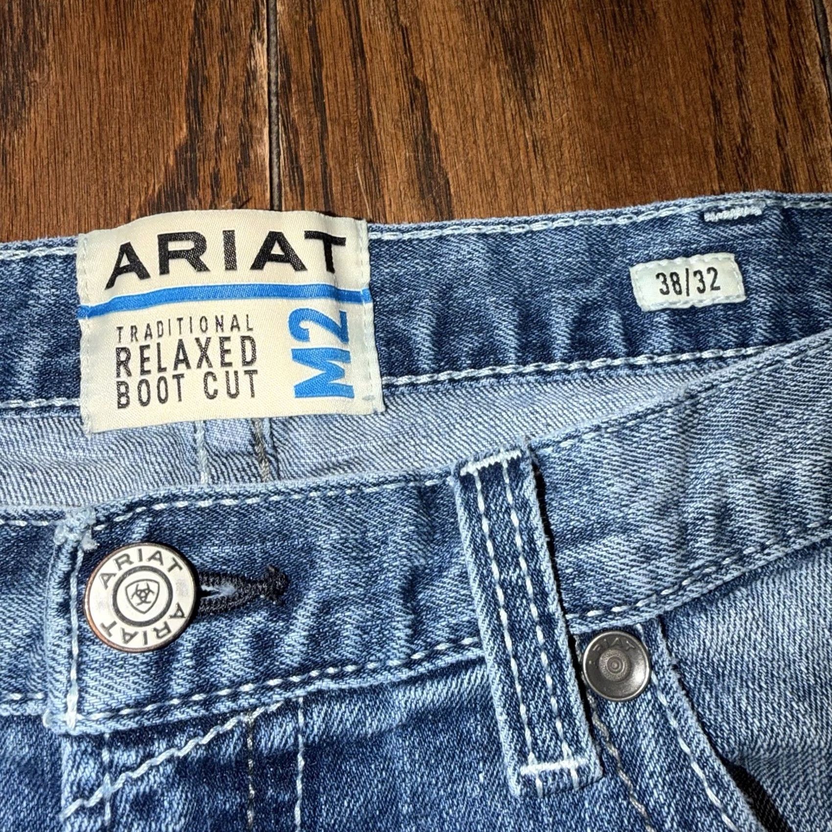 Ariat Ariat M2 Boot Cut Jeans Mens 38x32 Blue Relaxed Fit Traditional Thick Stitch Denim Jeans Size US 38 / EU 54 - 7 Thumbnail
