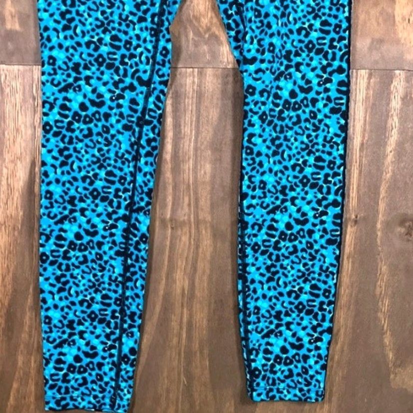 Nike Nike Dri Fit Womens Leggings Blue Black Leopard Pull On Medium Inseam 27.5in Lightweight Breathable Stretch Busy Activewear Casual Womens Size 32" / US 10 / IT 46 - 3 Thumbnail