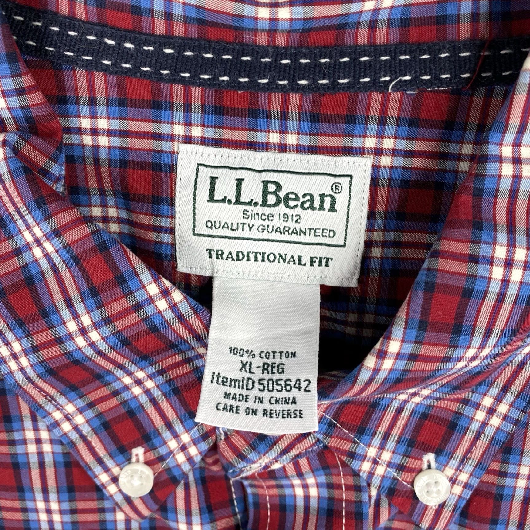 Vintage L.L. Bean Shirt Mens XL Red White Blue Plaid Traditional Fit Button-Down Long Sleeve Casual Shirt Mens XL Plaid Cotton USA Classic Button-Up Size US XL / EU 56 / 4 - 3 Thumbnail