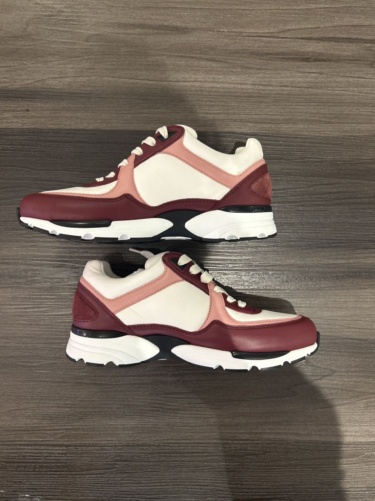 Chanel Chanel Leather Trainers Light Burgundy, White & Pink Size US 7 / IT 37 - 5 Thumbnail