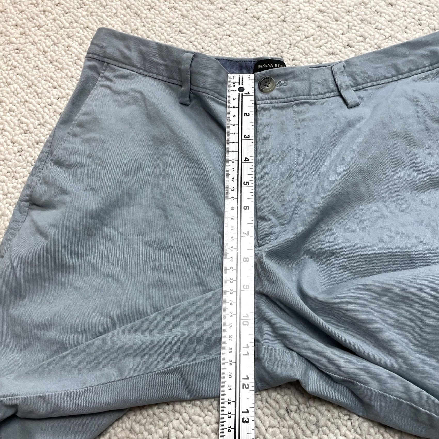 Banana Republic Banana Republic Aiden Chino Shorts Mens 33 Blue Cotton 9 Pockets Flat Front Casual Travel Size US 33 - 4 Thumbnail