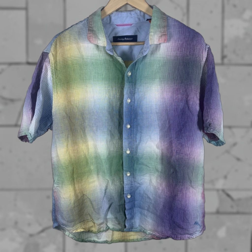 Tommy Bahama Tommy Bahama Shirt Mens Size L Linen Multicolor Plaid Button-Up Short Sleeve Size US L / EU 52-54 / 3 - 1 Thumbnail