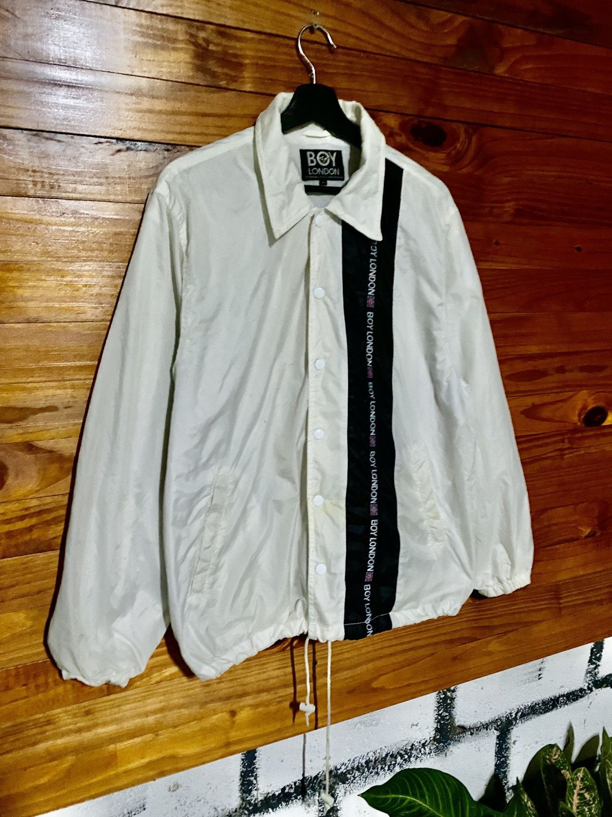 Boy London Boy London White Nylon Coach Jacket Black Stripe Accent Size US M / EU 48-50 / 2 - 5 Thumbnail