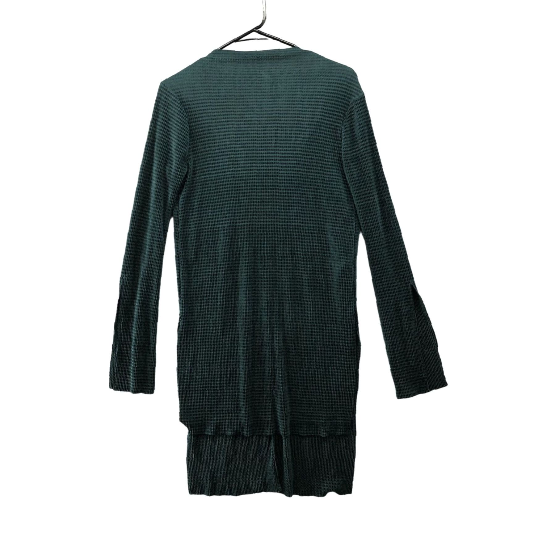 Zara VINTAGE Zara Long Sleeve Tunic Top Womens M Green Slit Sides Waffle Knit Stretchy Size M / US 6-8 / IT 42-44 - 2 Thumbnail