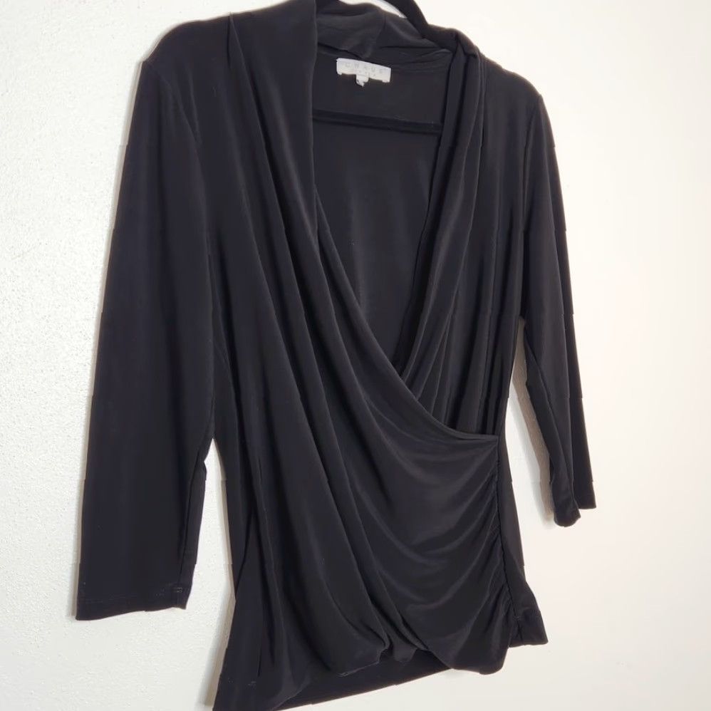 Vintage VINTAGE Chaus Blouse Shirt Unisex Adults Black L 95s 90s Y2K Goth Whimsy Cowl Neck Going Out Mom Size L / US 10 / IT 46 - 3 Thumbnail