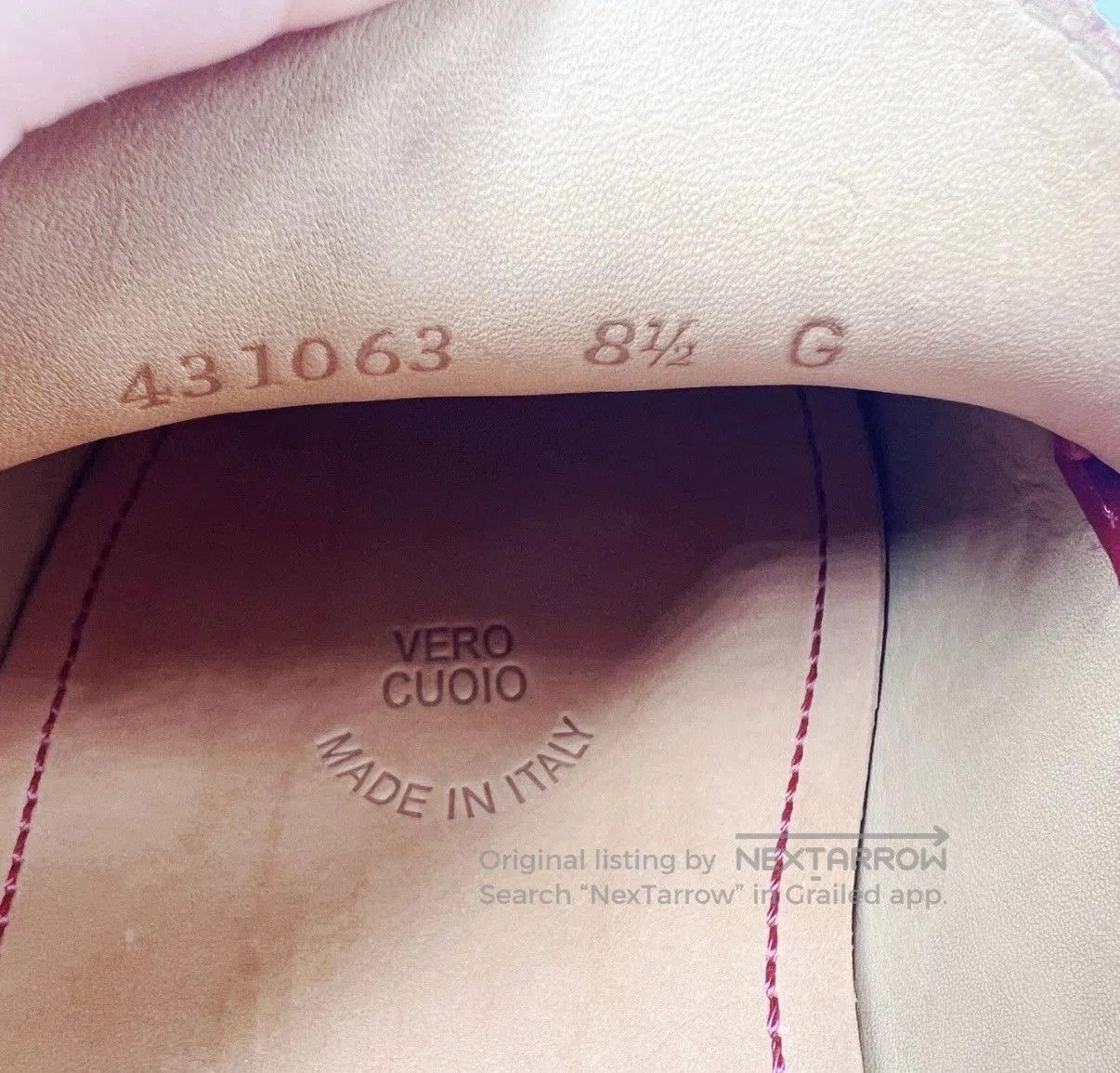 Gucci Red Embossed Leather Slip-On Shoes. Size US 9 / EU 42 - 4 Thumbnail