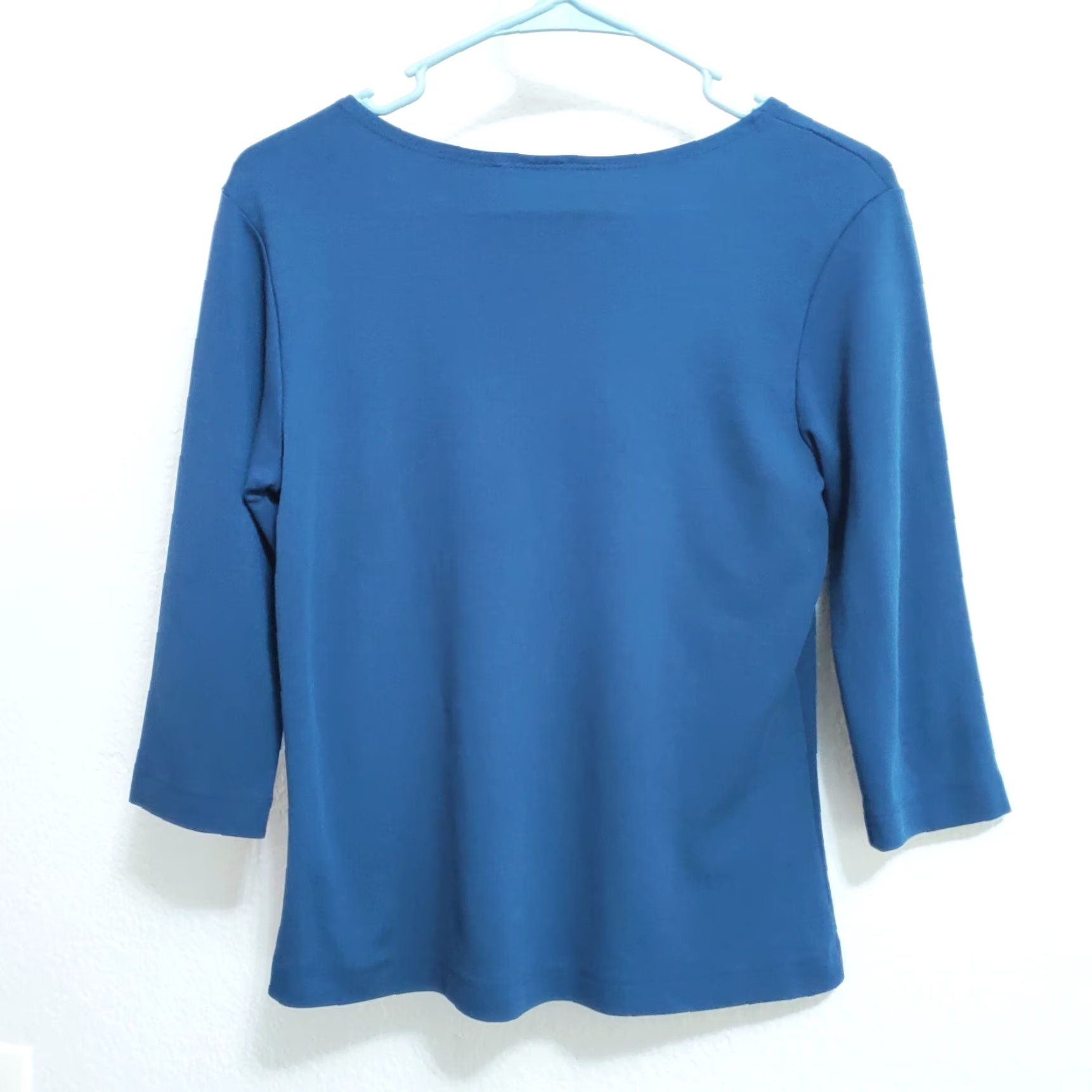 Vintage Bryn Walker Top Women XS Blue 3/4 Sleeve Pullover Stretch Minimalist Capsule USA Size XS / US 0-2 / IT 36-38 - 2 Thumbnail